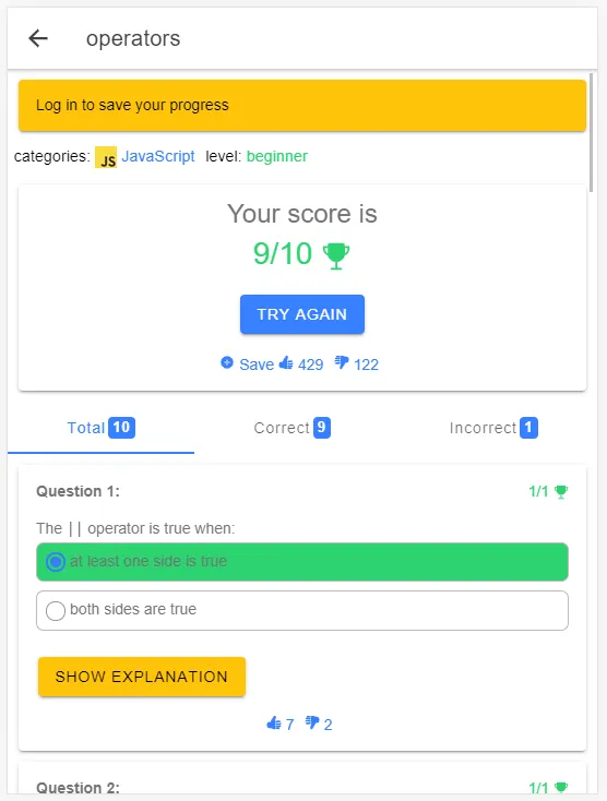 JavaScript Quiz | Indus Appstore | Screenshot