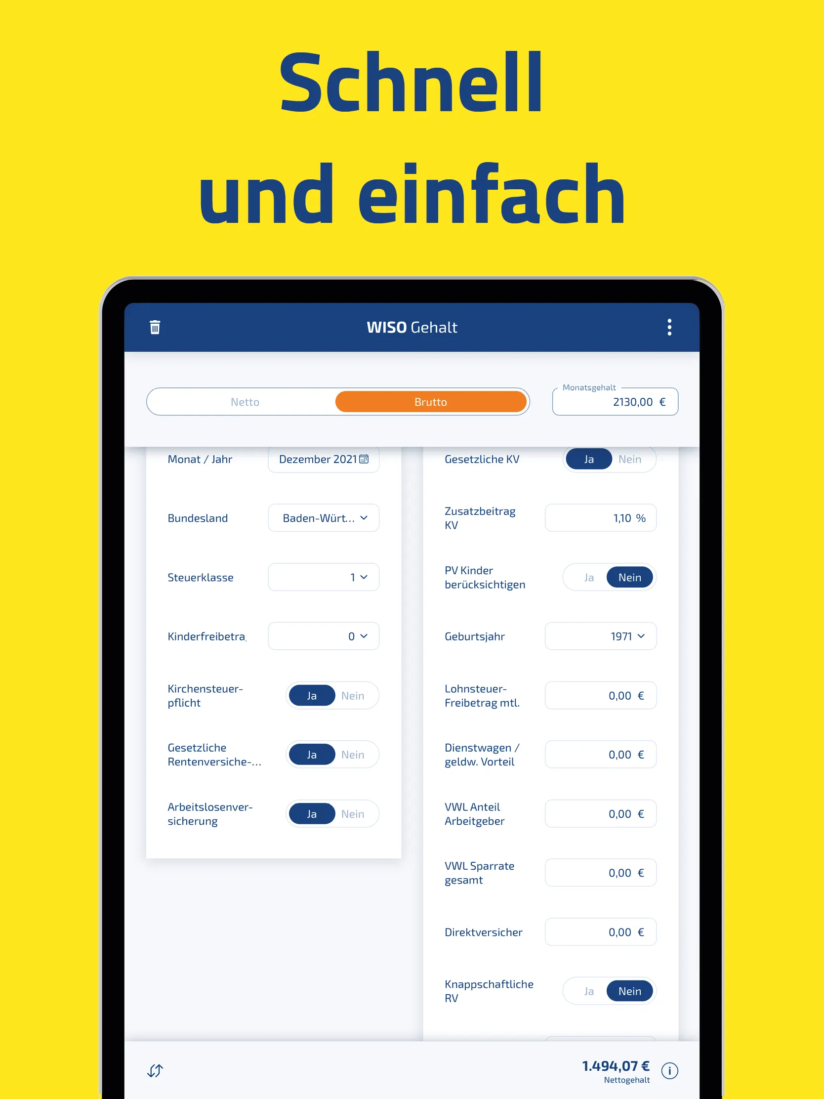 WISO Gehalt – Brutto Netto | Indus Appstore | Screenshot