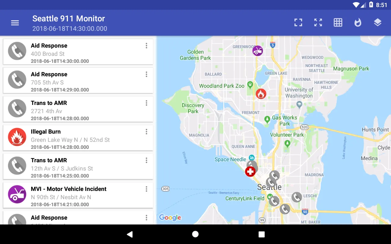 911 Incidents in Seattle | Indus Appstore | Screenshot