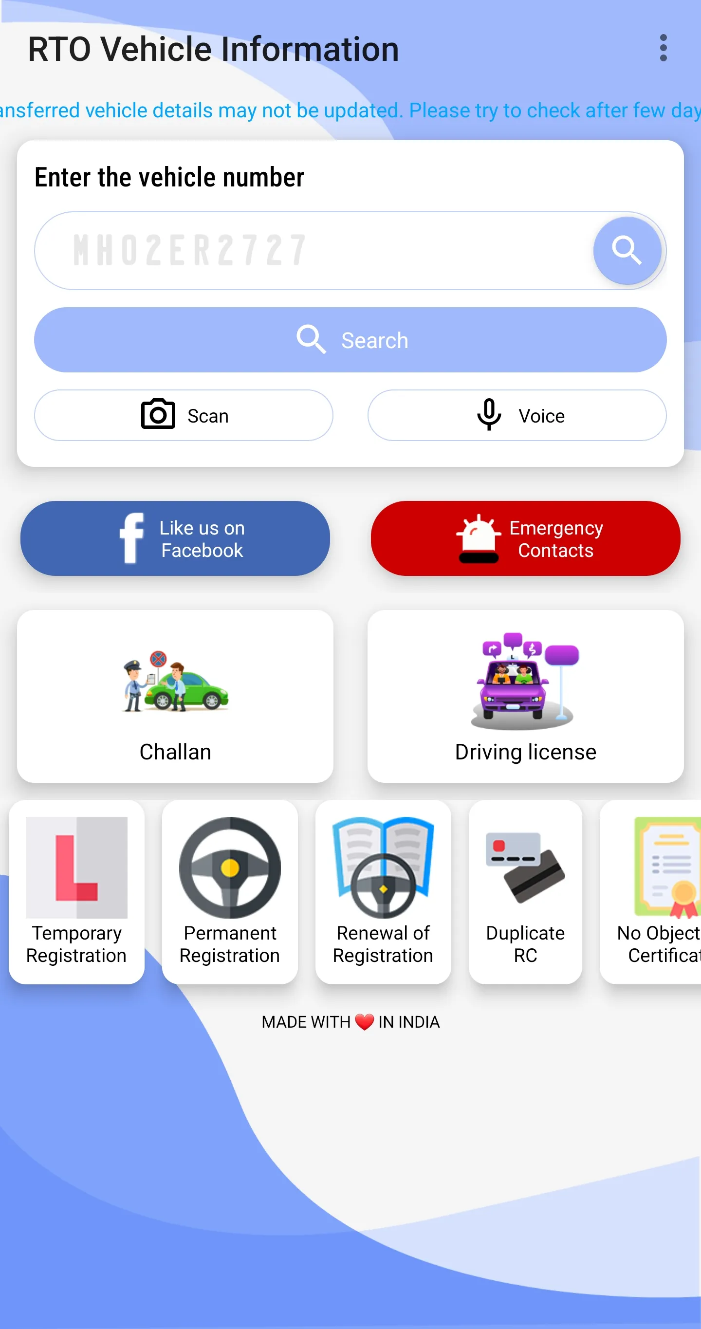 Vehicle Owner Information App | Indus Appstore | Screenshot