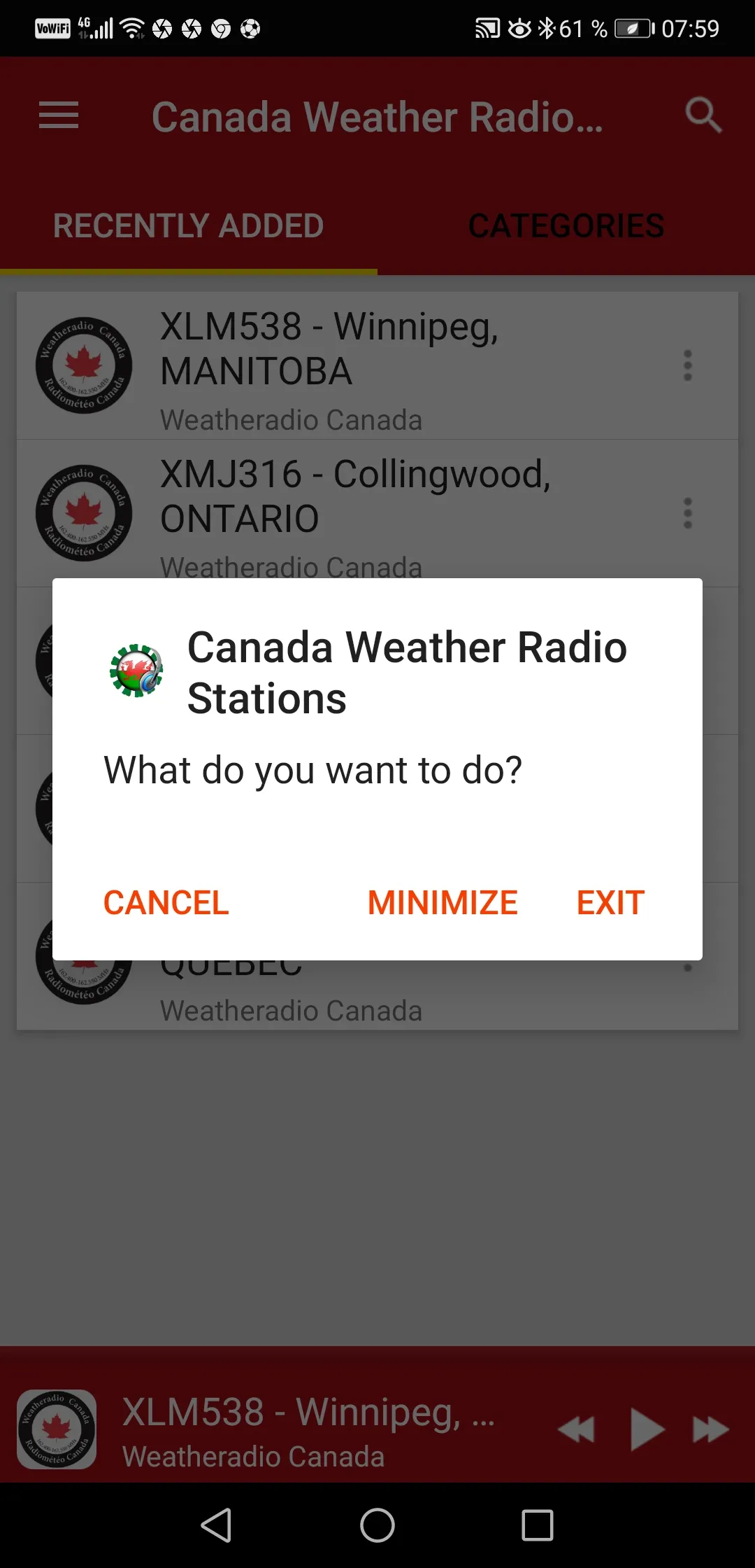 Weatheradio Canada Broadcasts | Indus Appstore | Screenshot