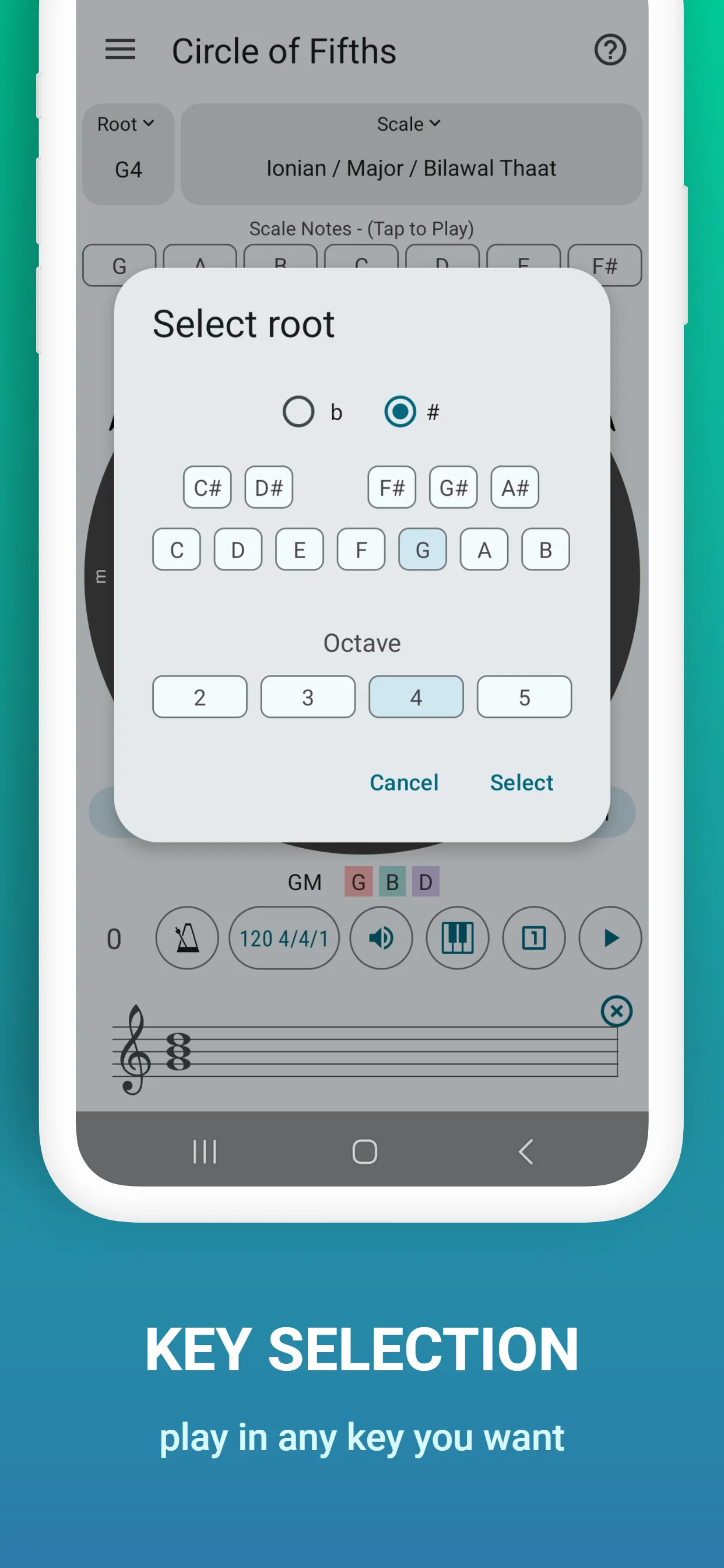 Circle of Fifths of 100+Scales | Indus Appstore | Screenshot