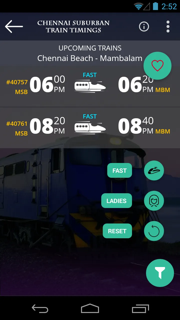 Chennai Suburban Train Timings | Indus Appstore | Screenshot