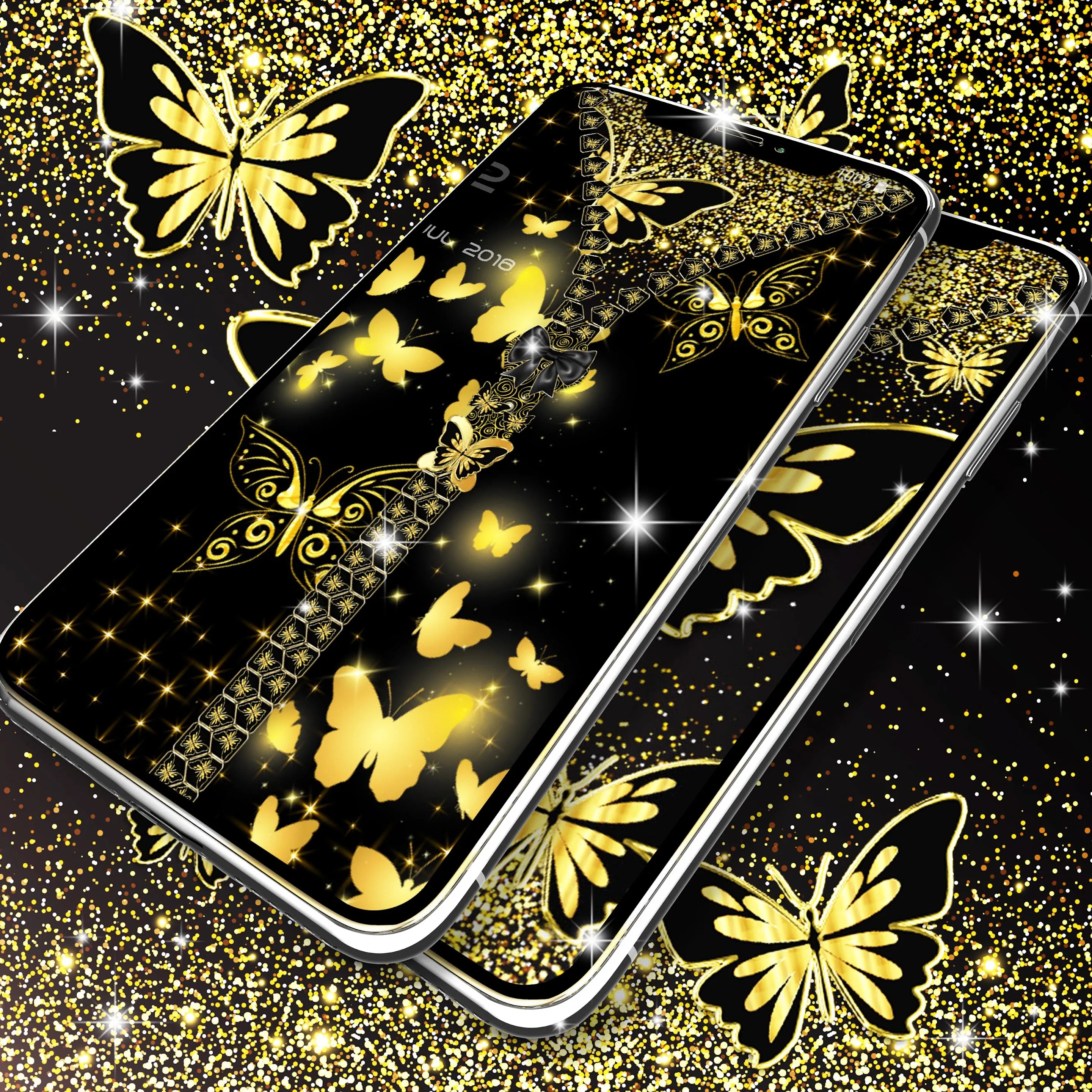 Golden butterflies lock screen | Indus Appstore | Screenshot