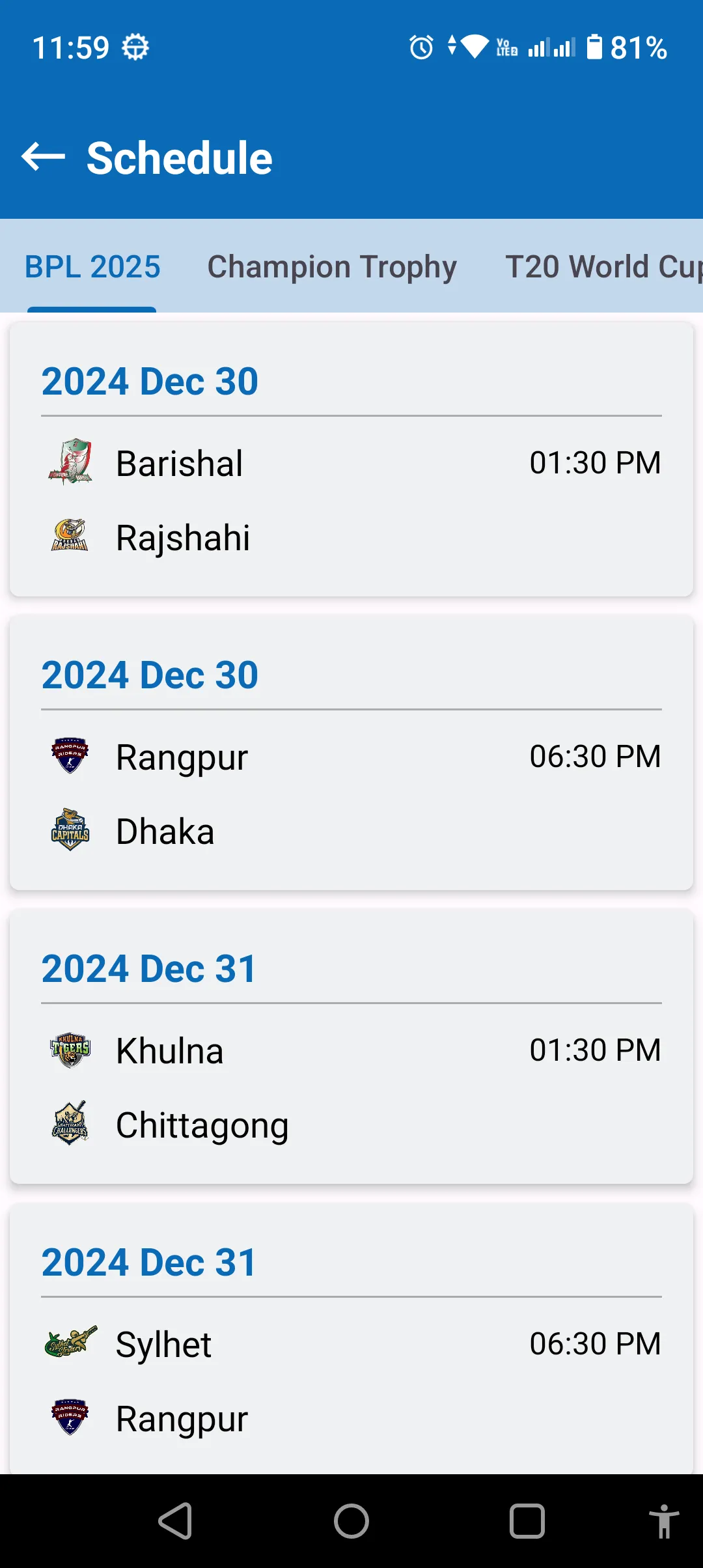 BPL 2025 Live | Indus Appstore | Screenshot