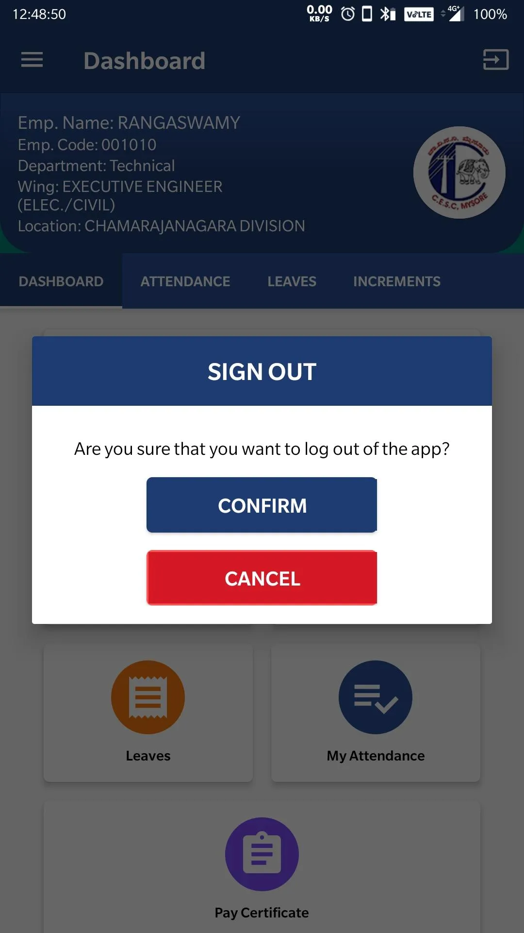 HRMS CESC | Indus Appstore | Screenshot