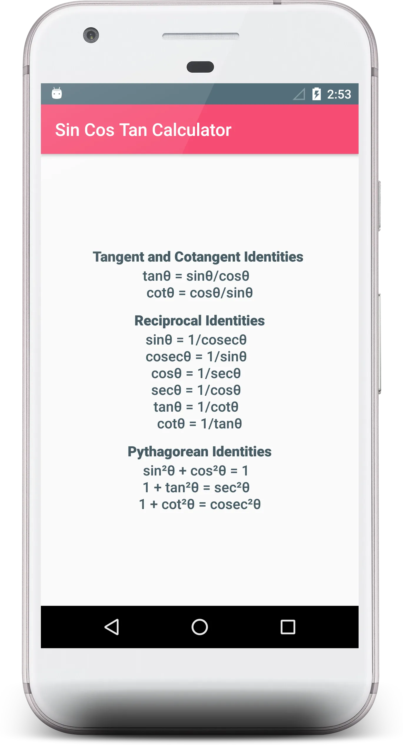 Sin Cos Tan Calculator | Indus Appstore | Screenshot