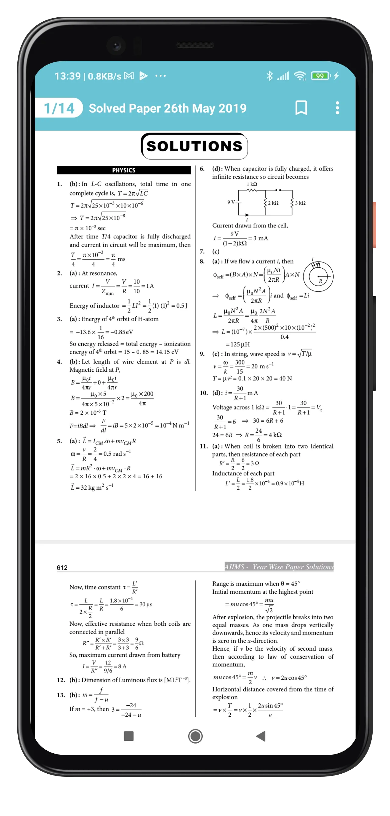 PHYSICS: AIIMS PAST YEAR PAPER | Indus Appstore | Screenshot