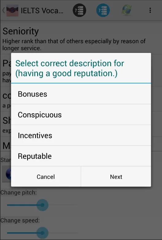 IELTS Vocabulary Listening, ex | Indus Appstore | Screenshot