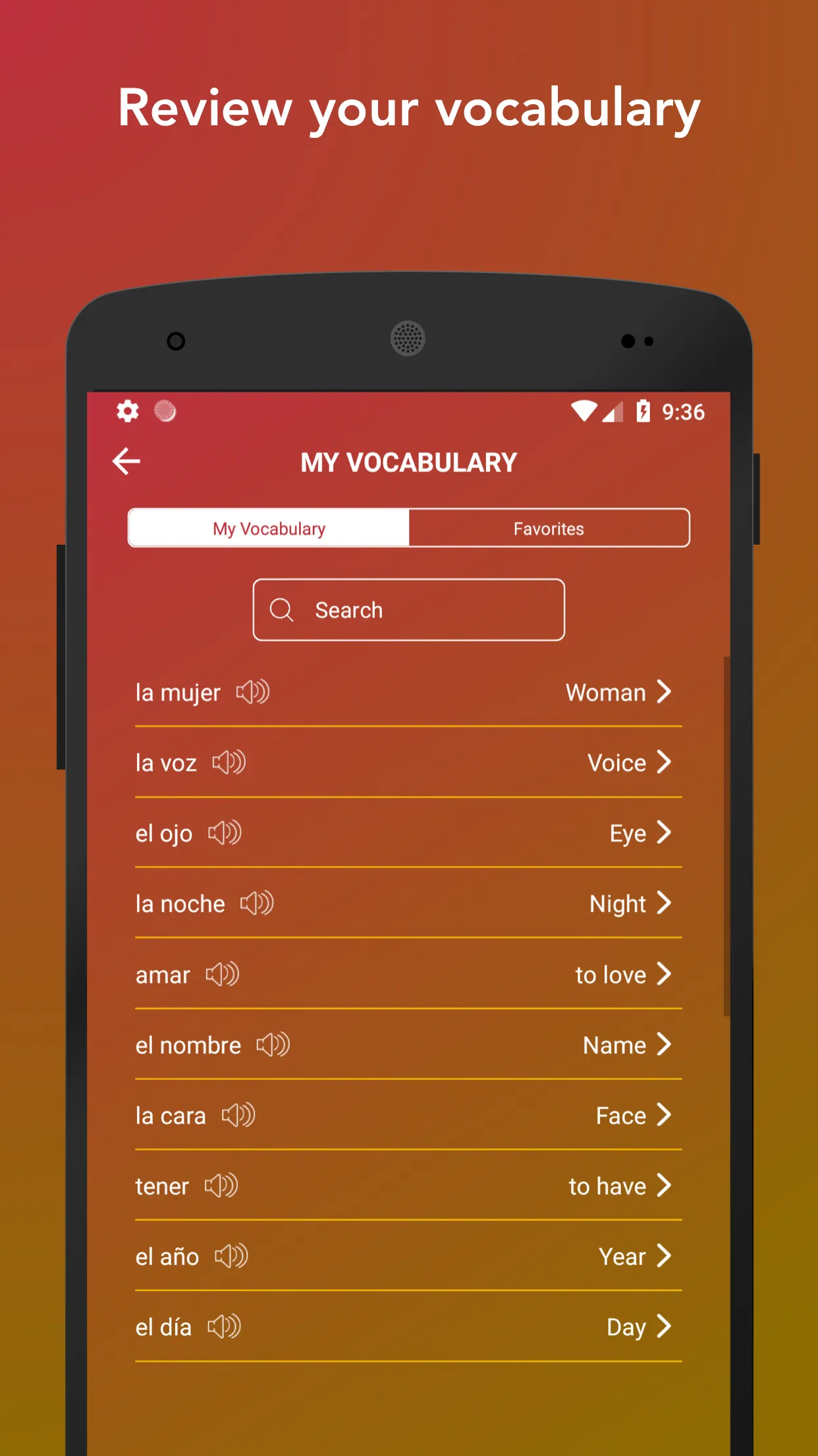 Learn Spanish Vocabulary Words | Indus Appstore | Screenshot