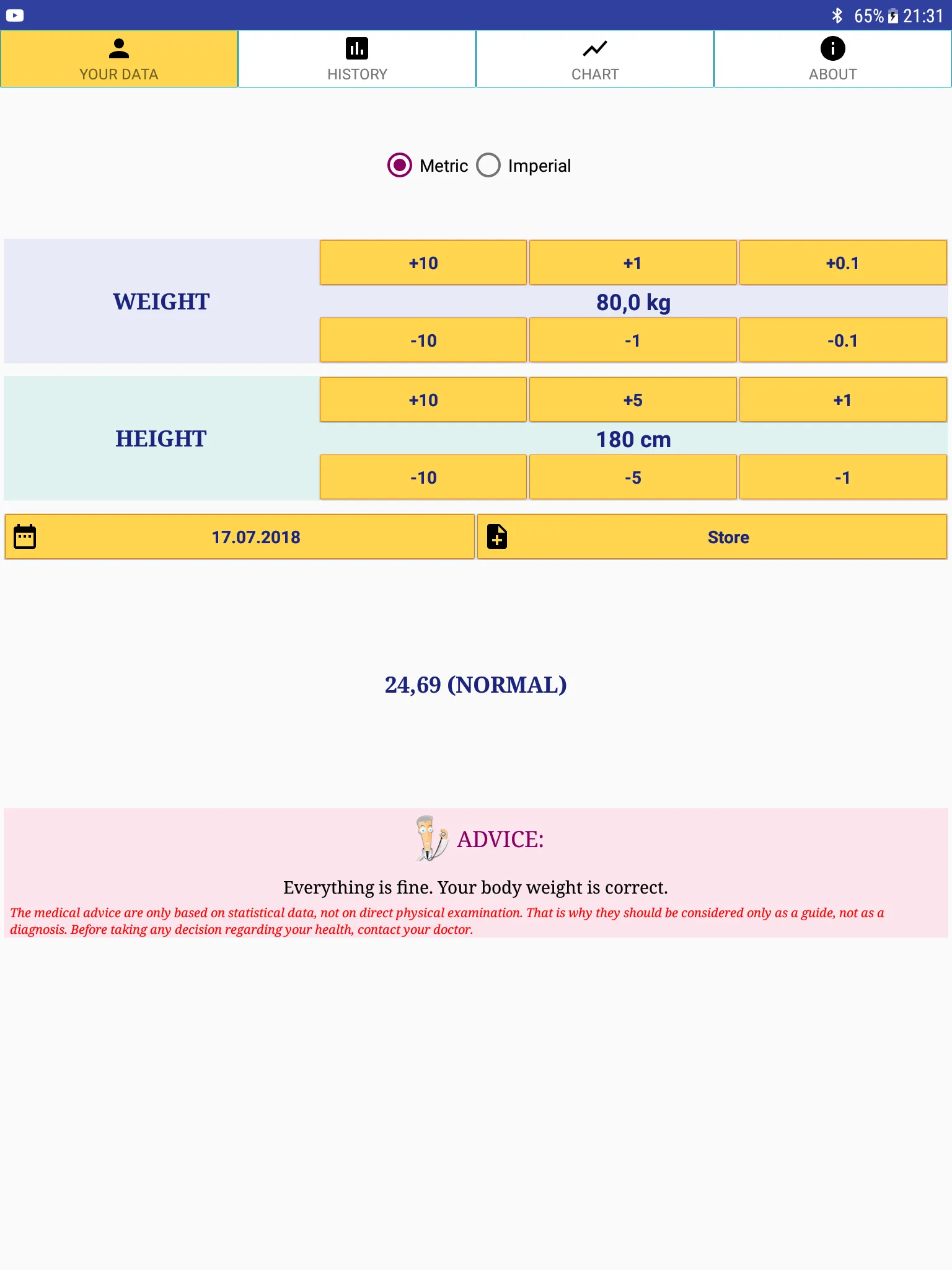 BMI & Ideal Weight Calculator | Indus Appstore | Screenshot