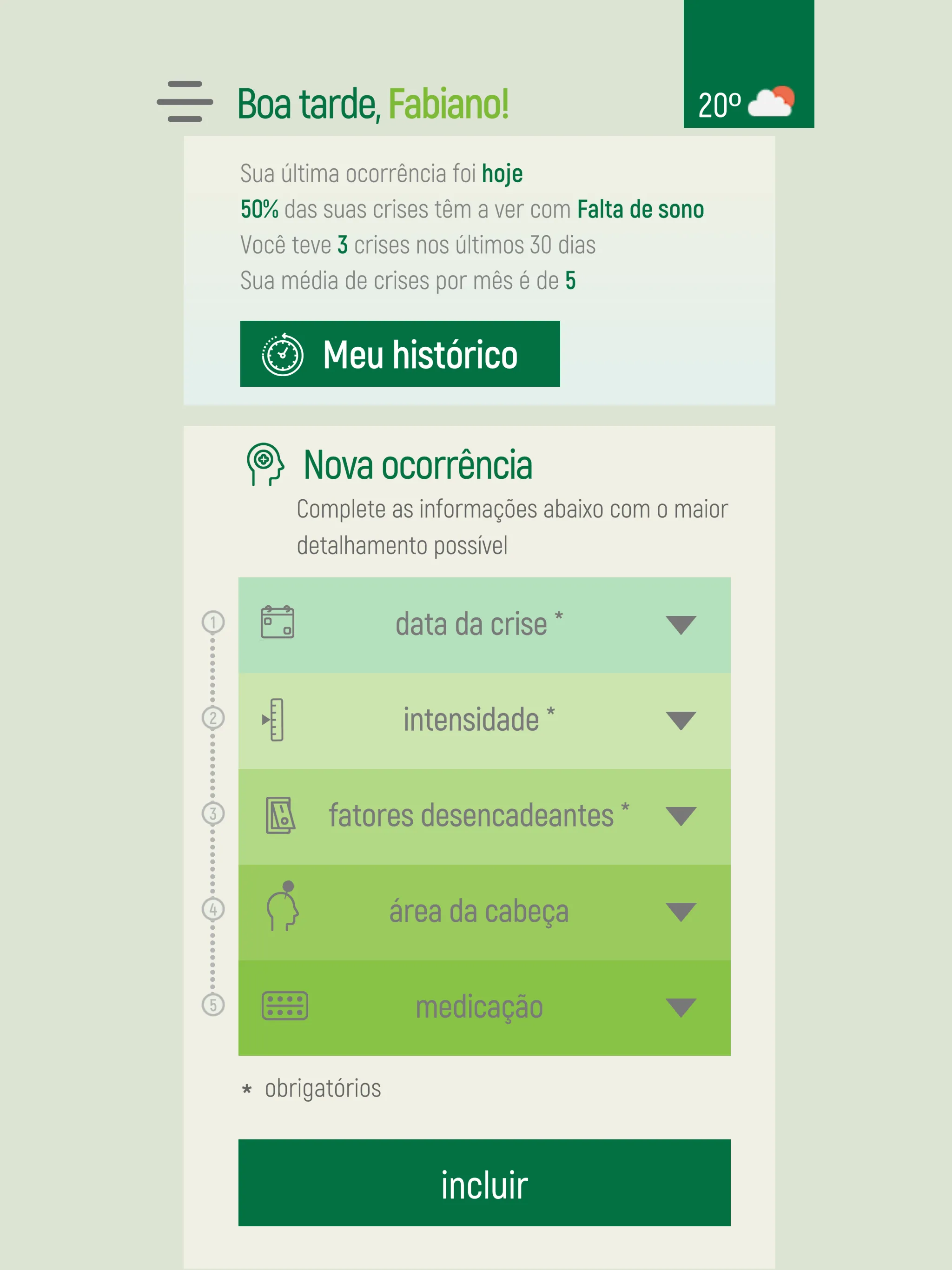 Diário Cefaleia | Indus Appstore | Screenshot