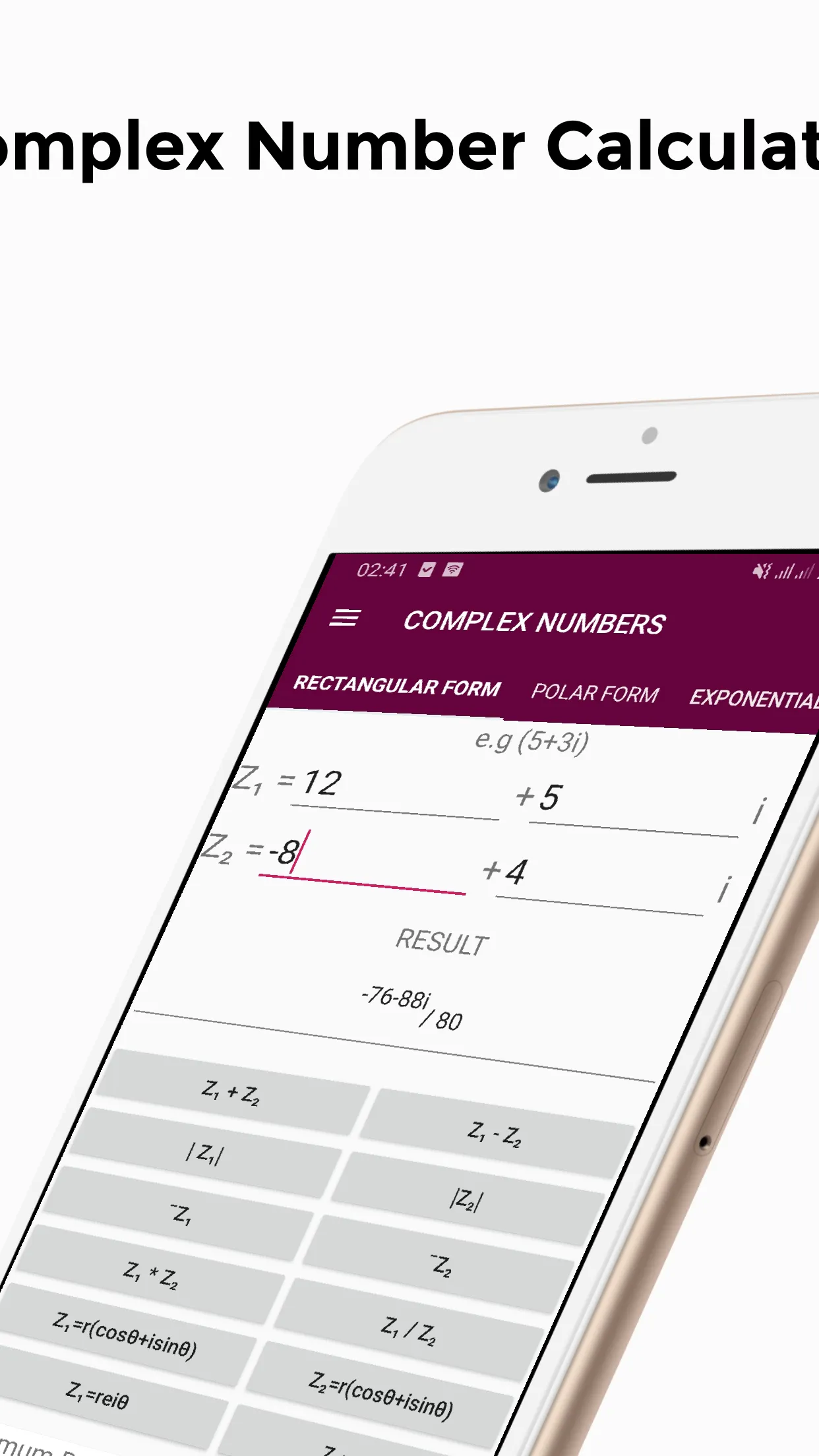 Complex Numbers Calculator | Indus Appstore | Screenshot