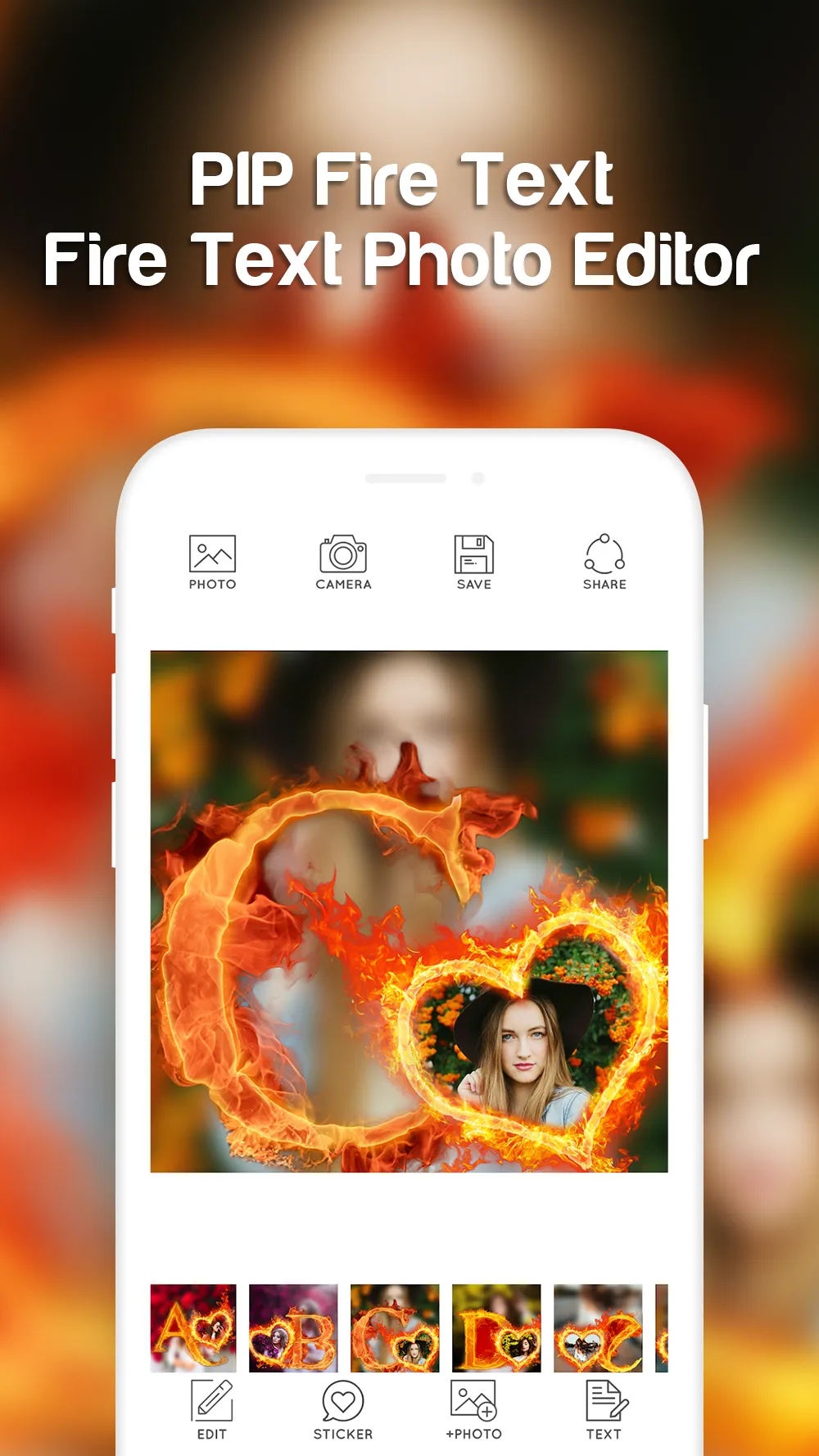 Fire Text Photo Frame | Indus Appstore | Screenshot