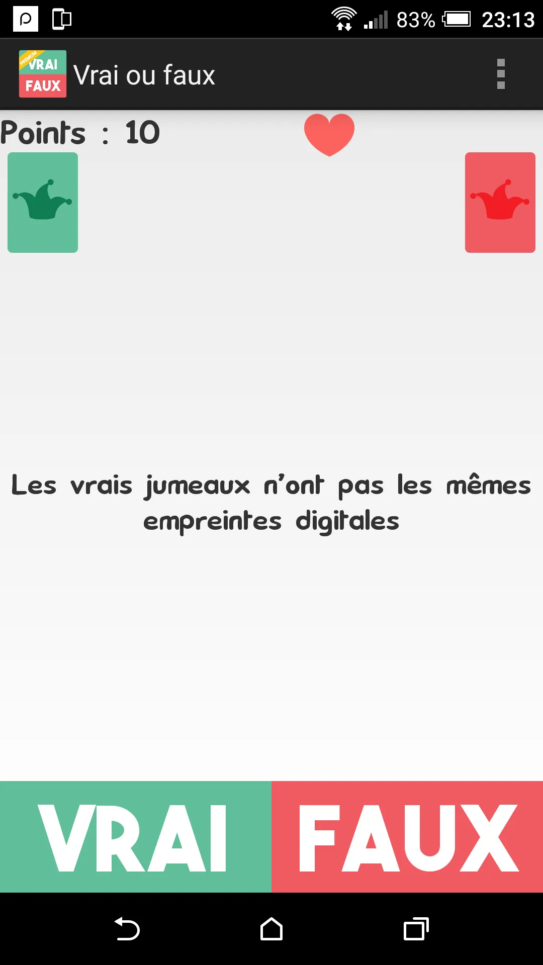 Vrai ou Faux ? | Indus Appstore | Screenshot