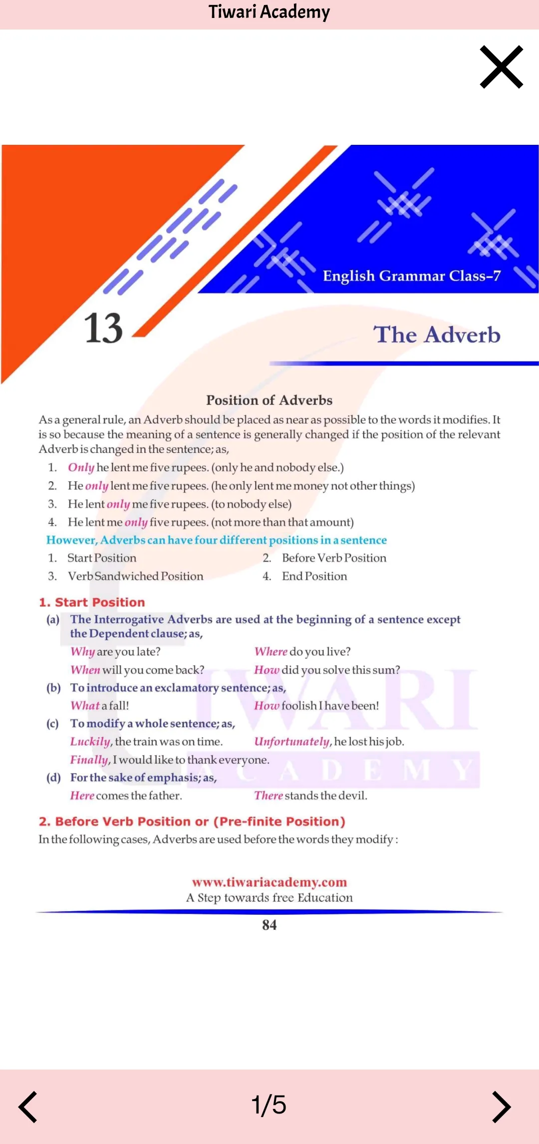 Class 7 English Grammar Book | Indus Appstore | Screenshot