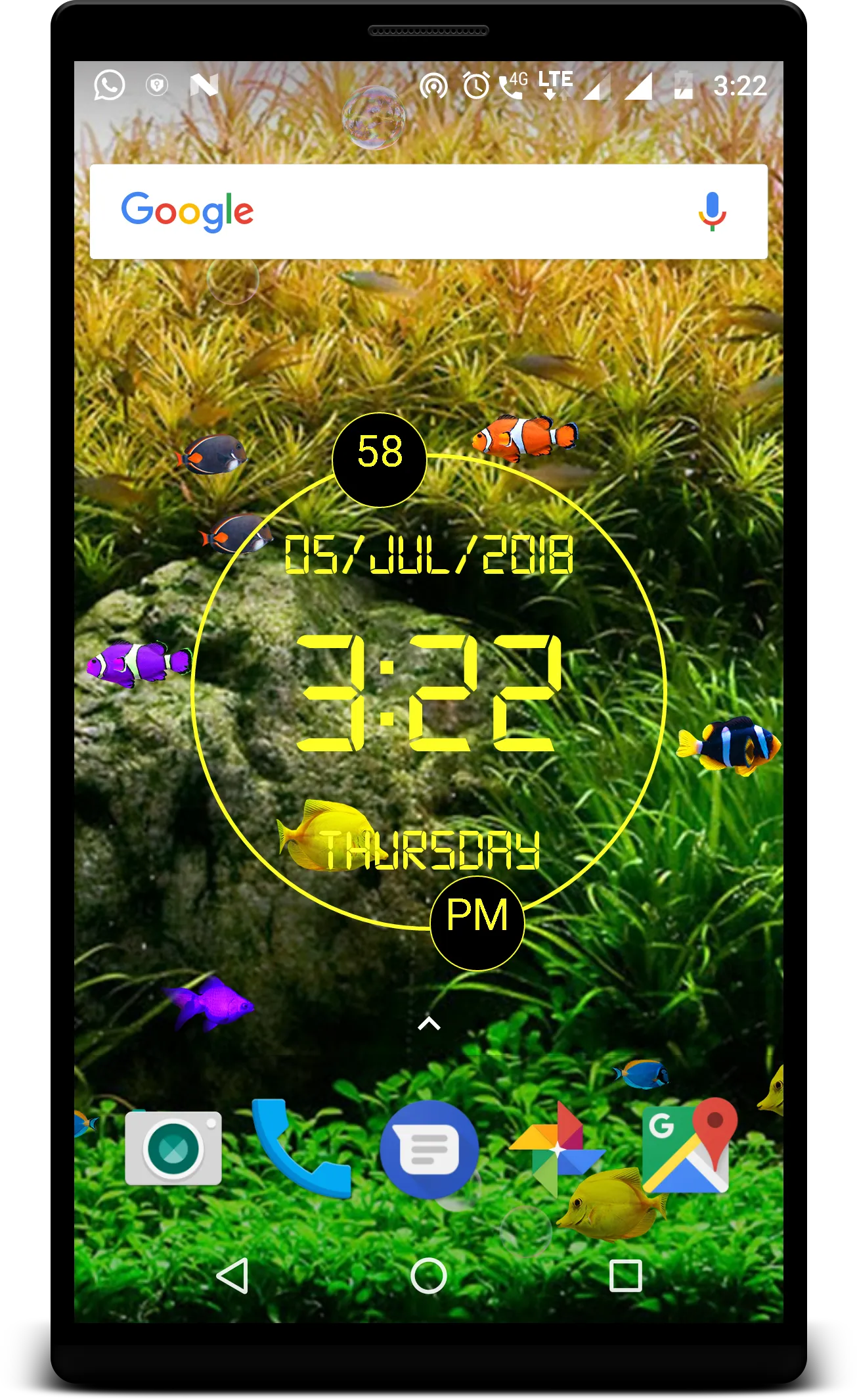 LED Clock with Aquarium LWP | Indus Appstore | Screenshot