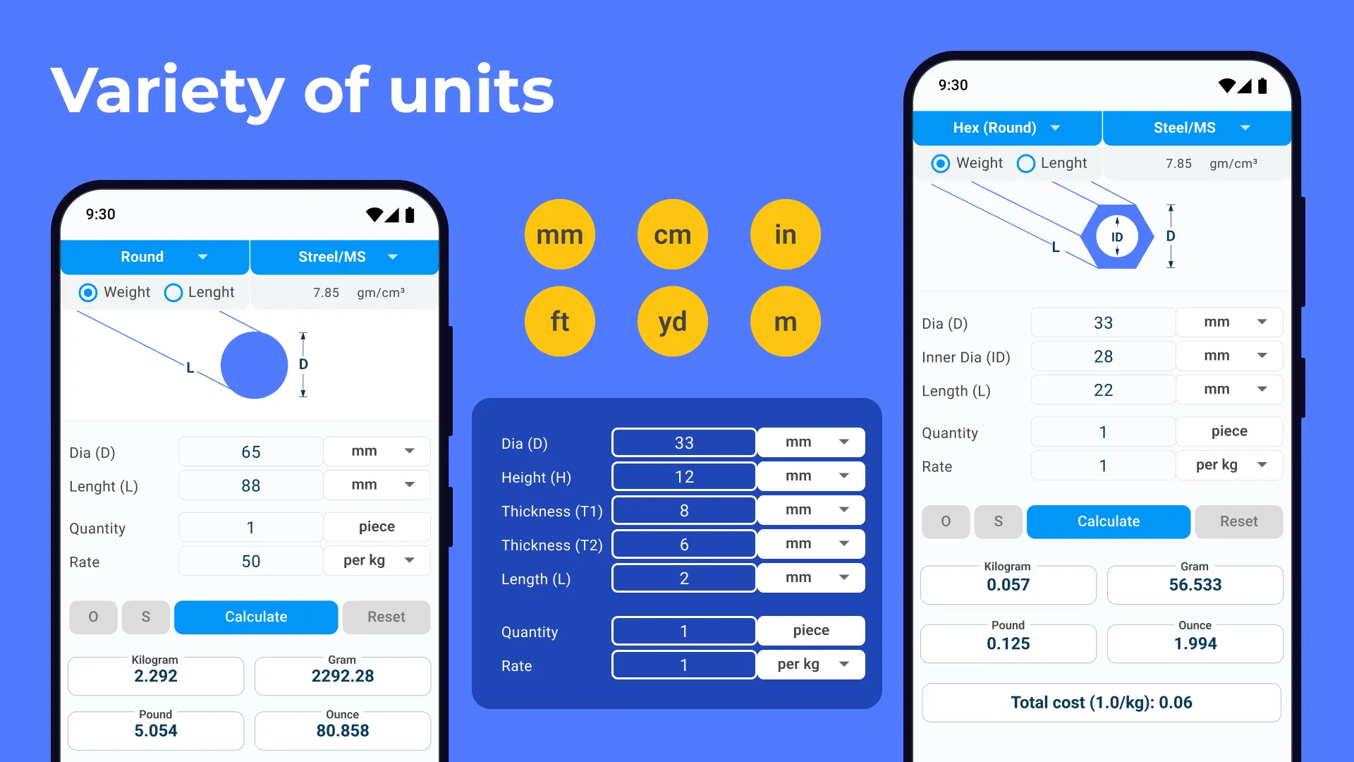 Metal Weight Calculator | Indus Appstore | Screenshot