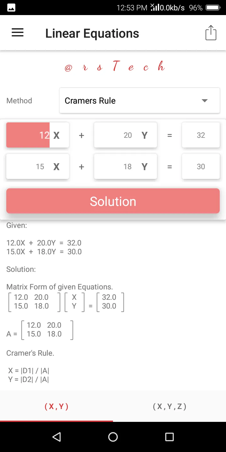 Linear Equations Solver | Indus Appstore | Screenshot