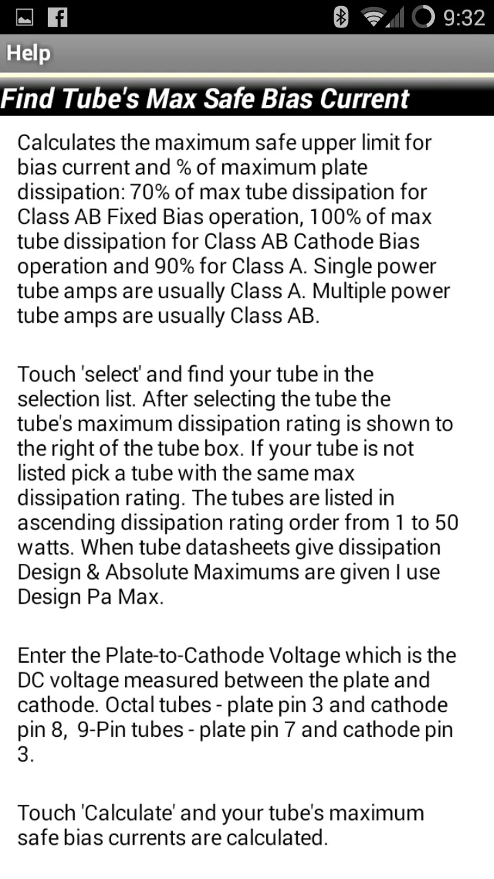 Tube Bias Calculator | Indus Appstore | Screenshot