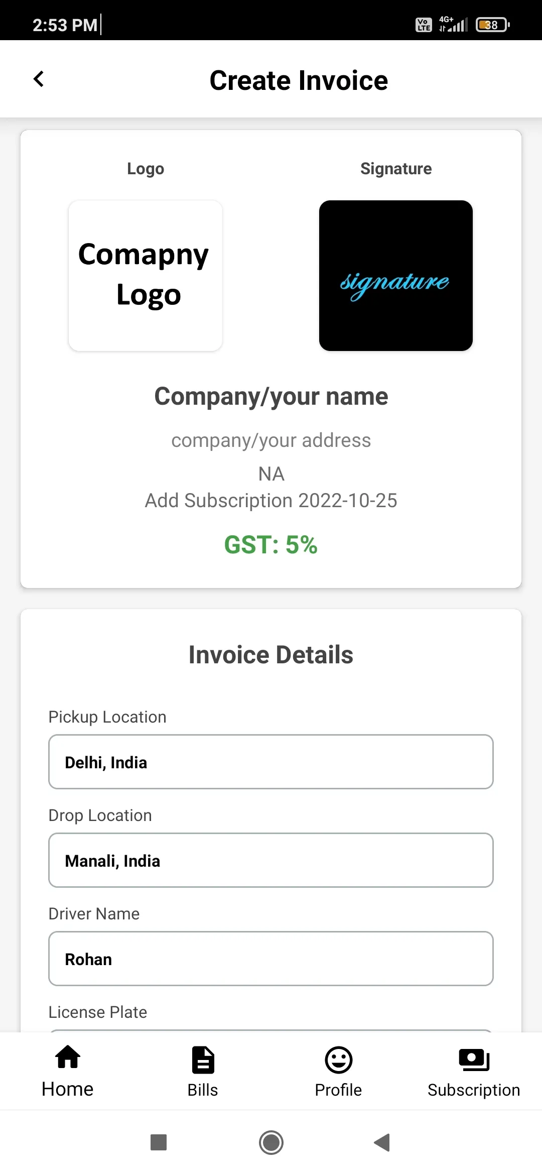 Taxi Invoice Maker - Billing | Indus Appstore | Screenshot