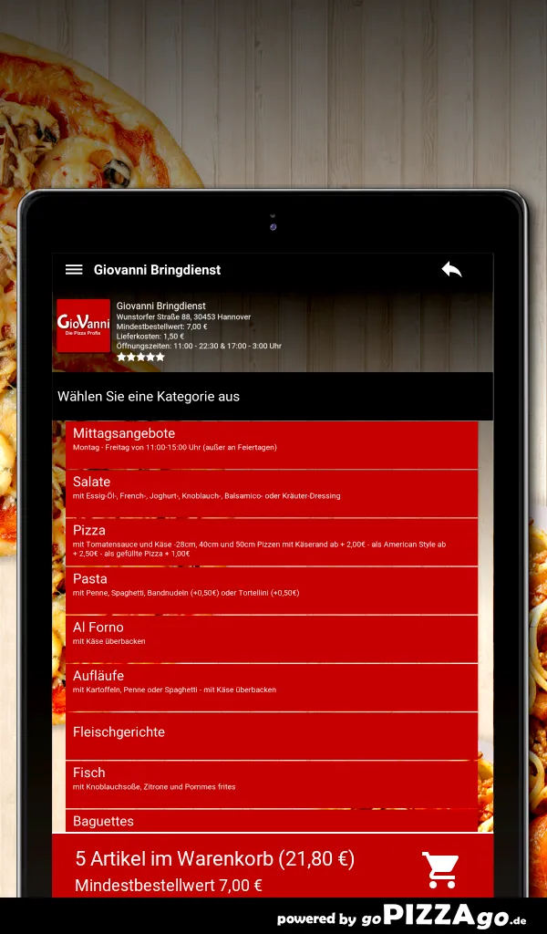 Giovanni Bringdienst Hannover | Indus Appstore | Screenshot