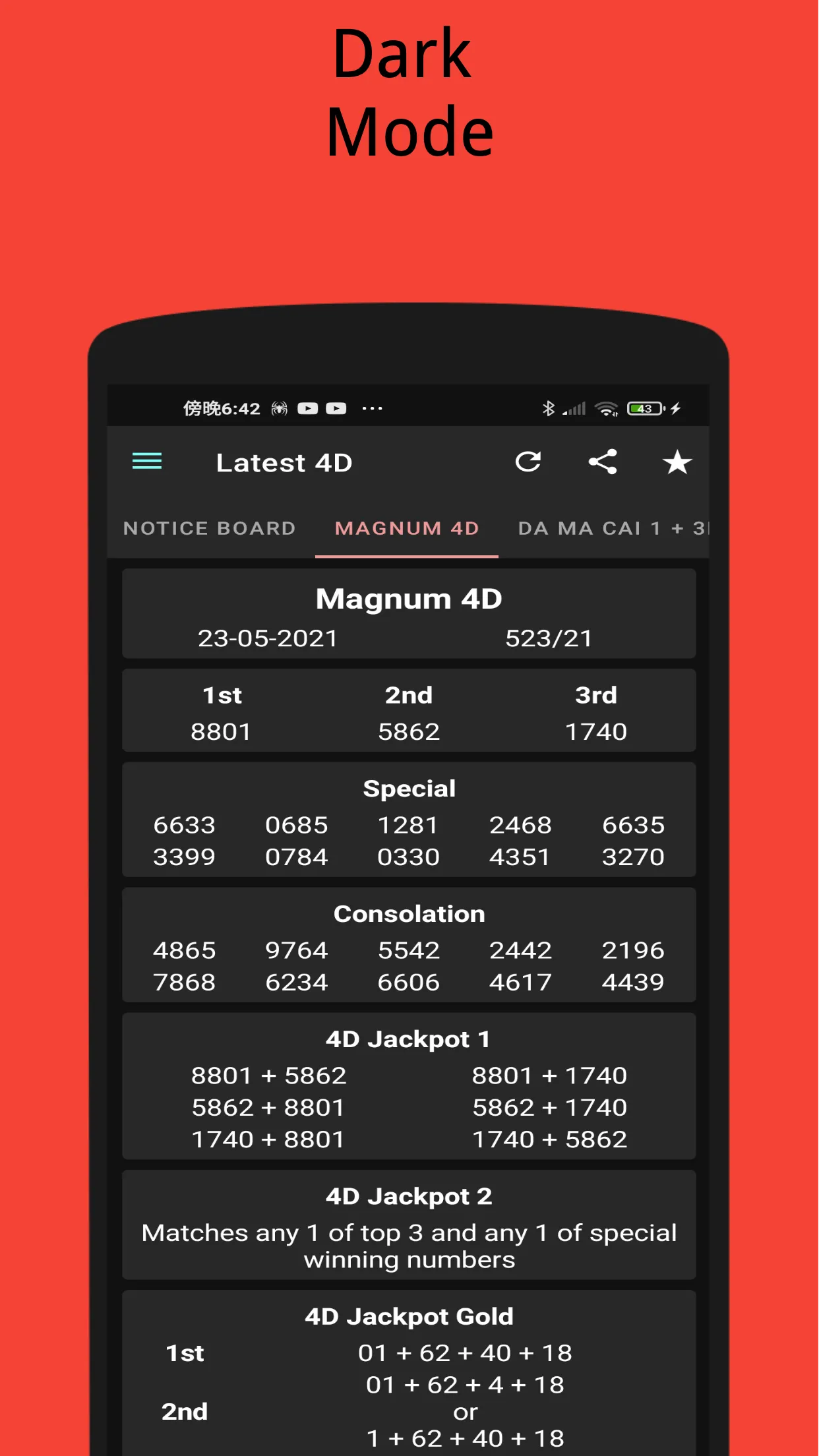 4D Result 万字开彩成绩 | Indus Appstore | Screenshot