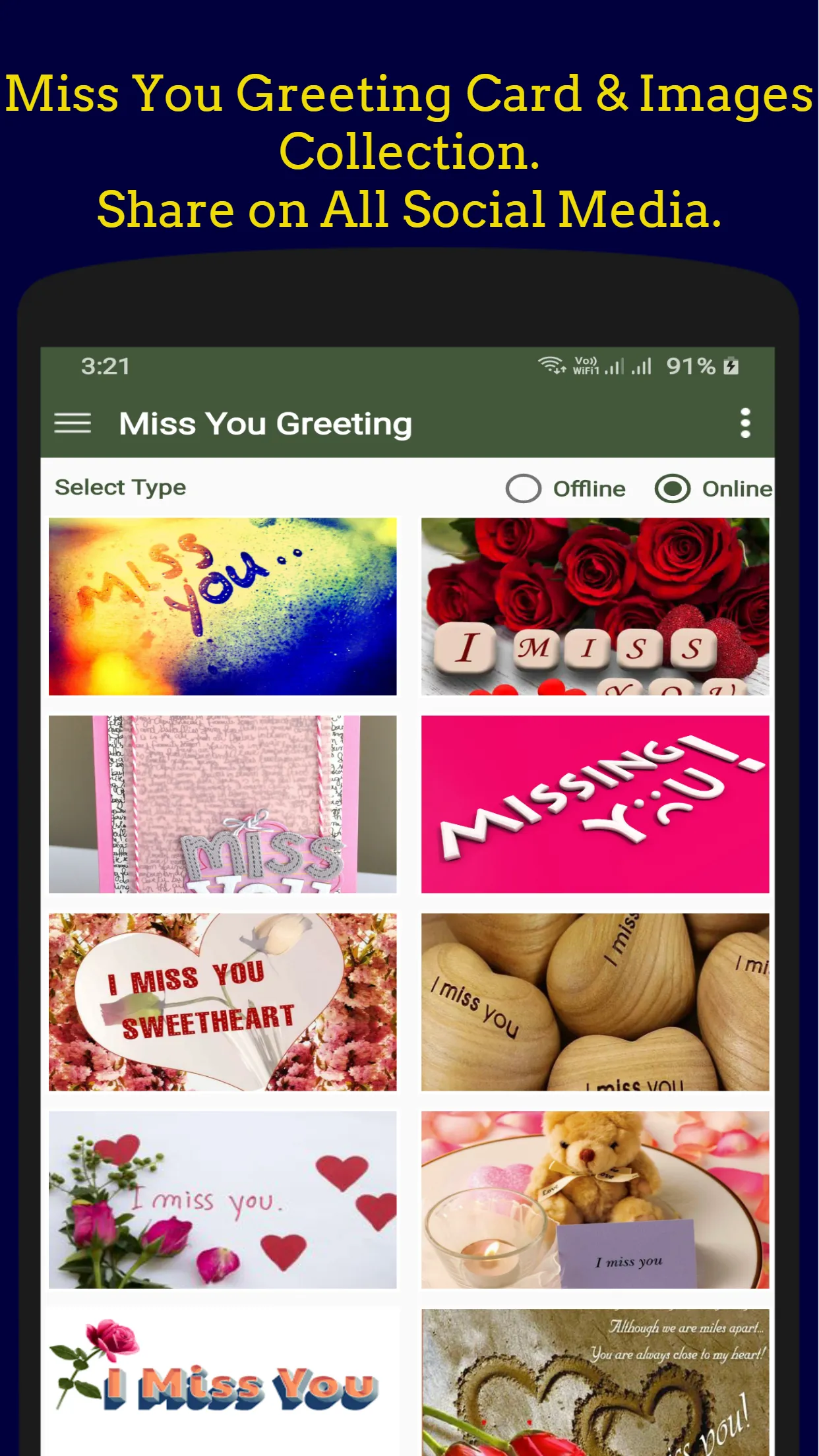 Miss You Greeting Collection. | Indus Appstore | Screenshot