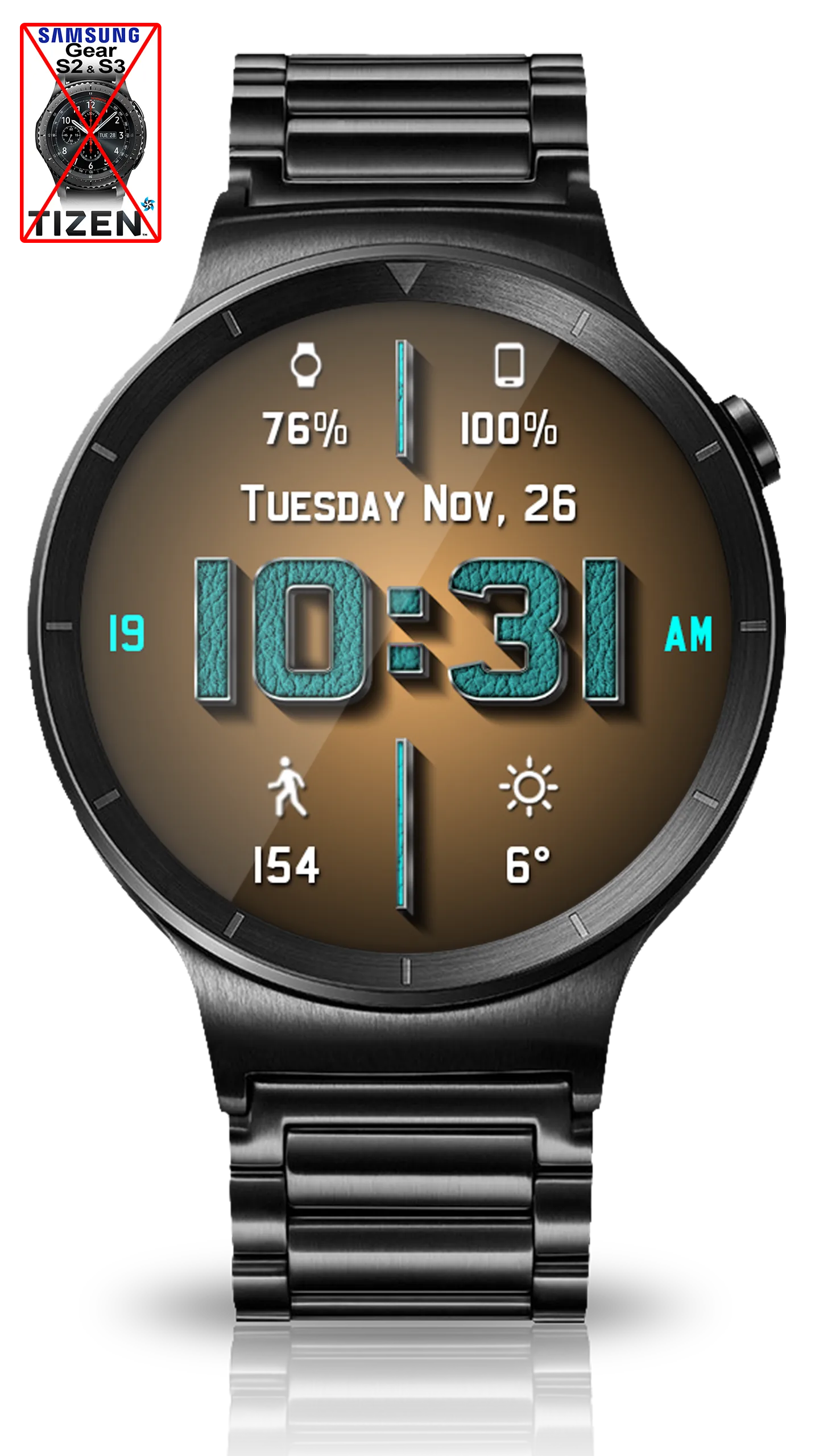 Chrome Leather HD Watch Face | Indus Appstore | Screenshot