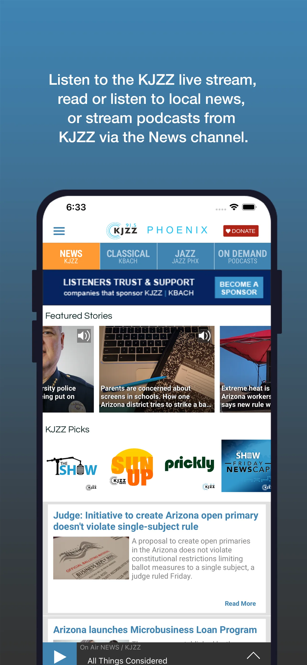 KJZZ Phoenix | Indus Appstore | Screenshot