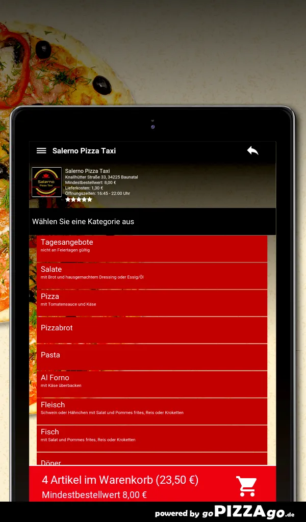 Salerno Pizza Taxi Baunatal | Indus Appstore | Screenshot