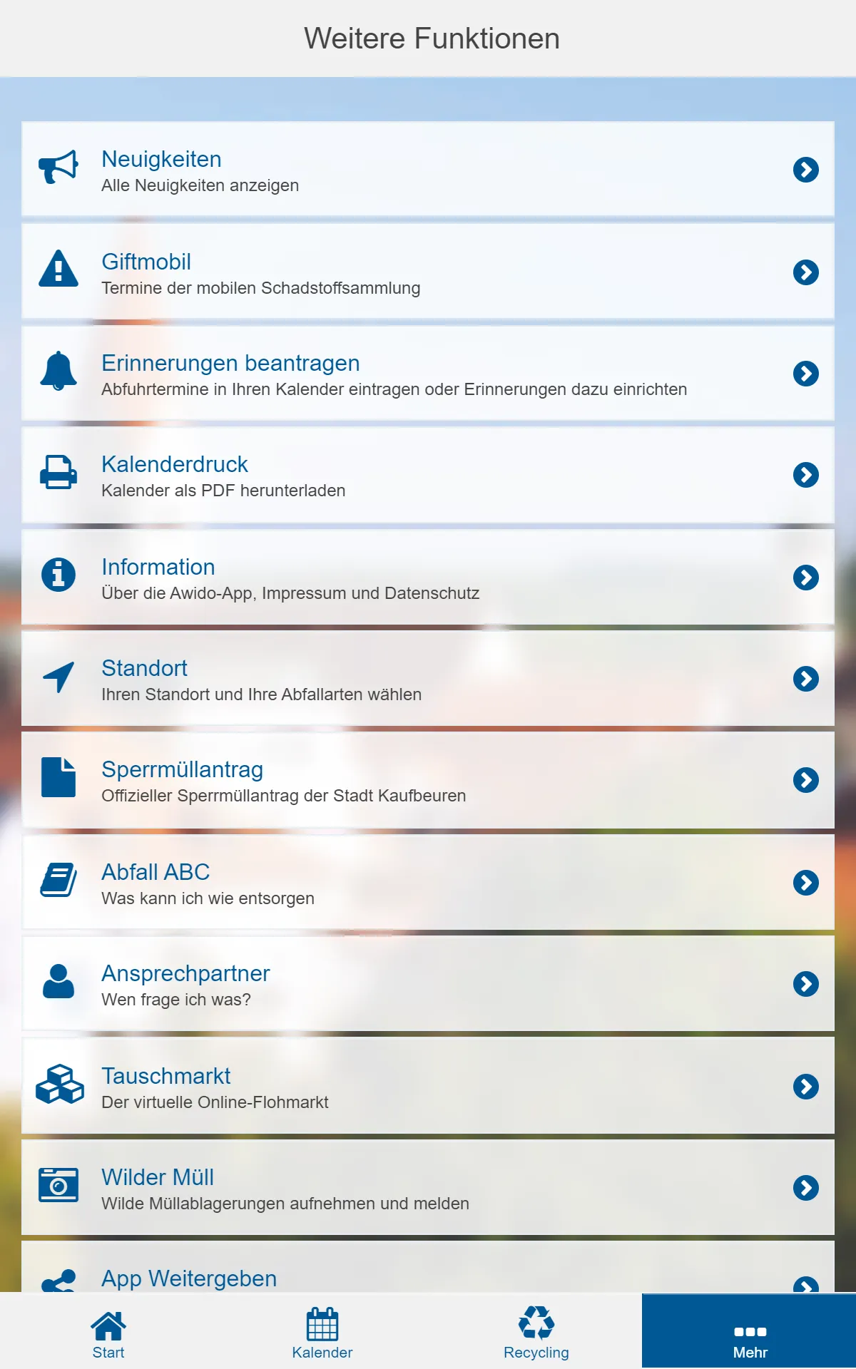 Stadt Kaufbeuren Abfall-App | Indus Appstore | Screenshot