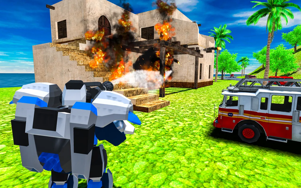 Flying Robot Fire Truck Game | Indus Appstore | Screenshot