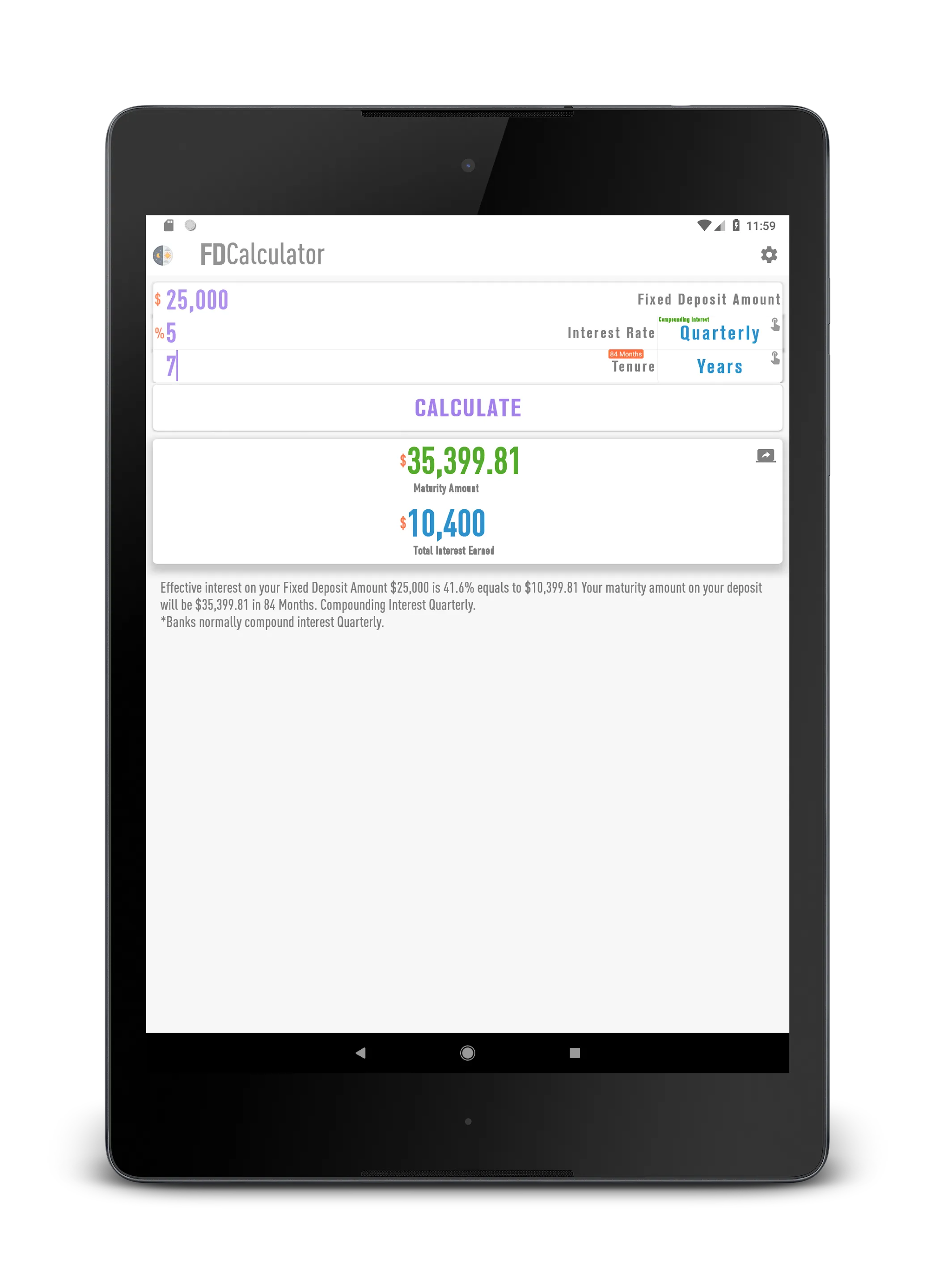 FD Deposit Calculator | Indus Appstore | Screenshot