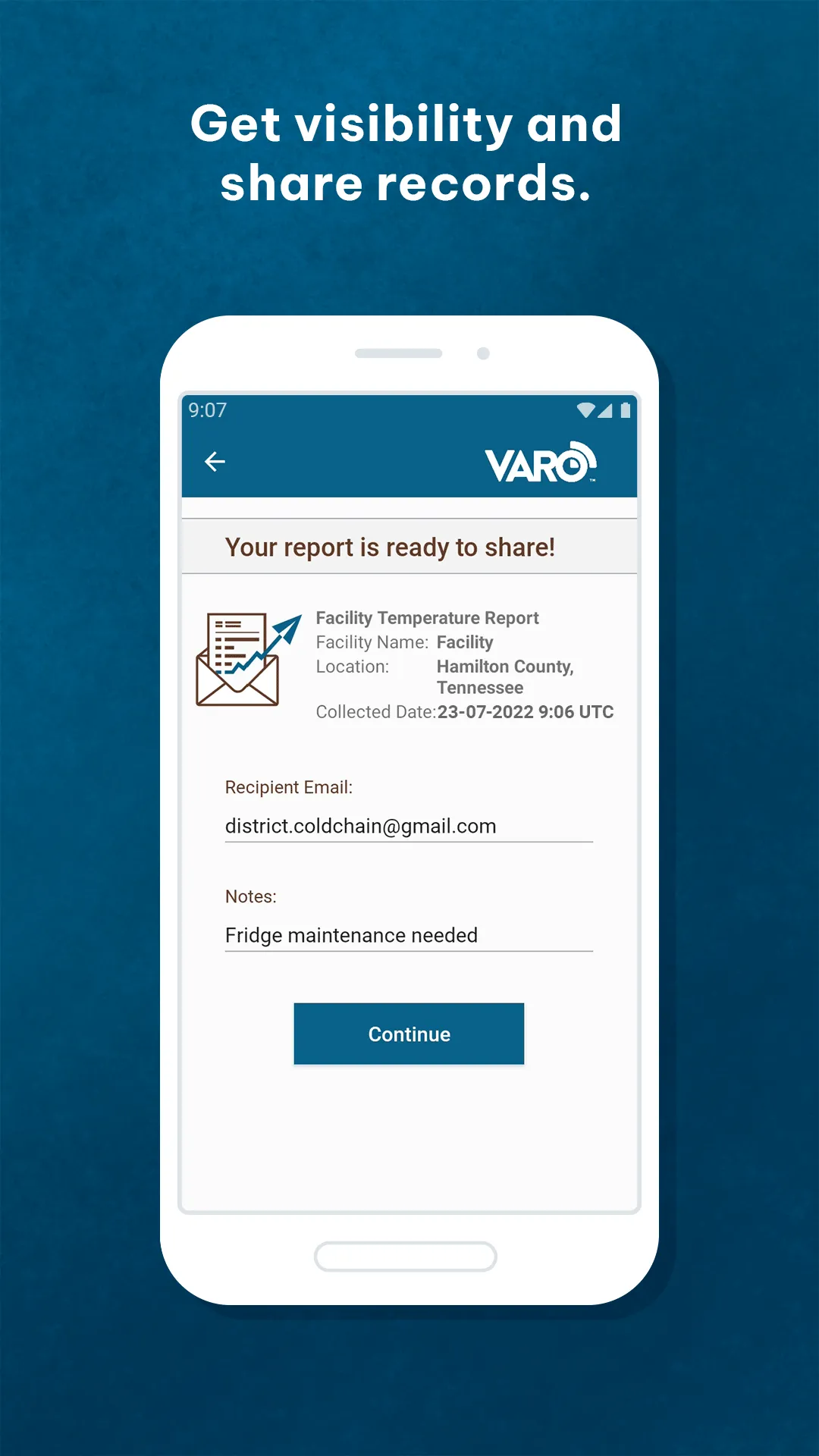 VARO Cold Chain Reporting | Indus Appstore | Screenshot