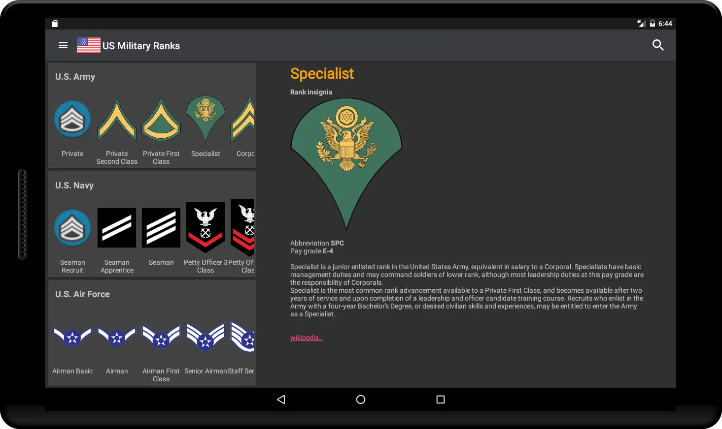 US military ranks | Indus Appstore | Screenshot