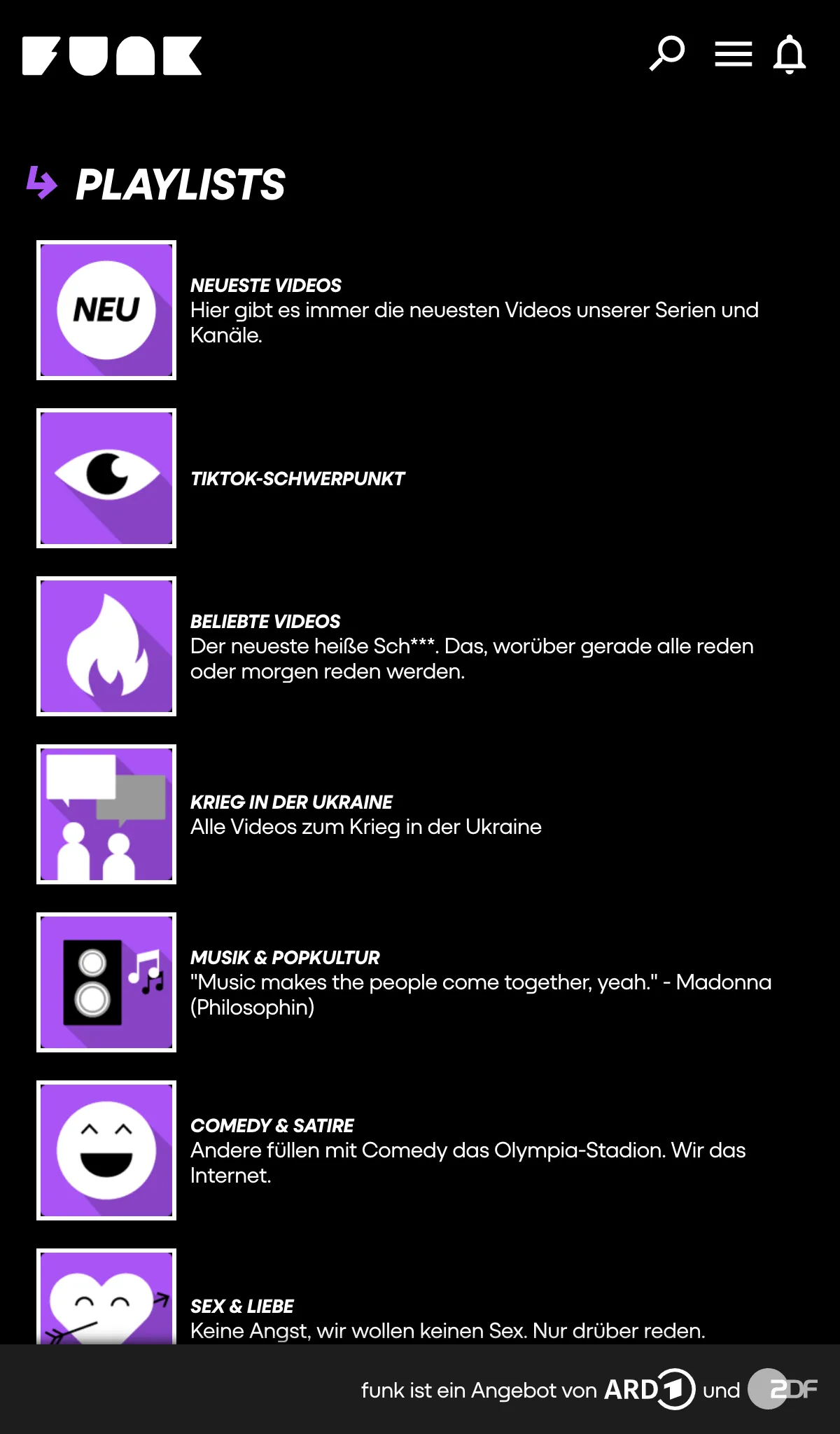 funk – Webserien, Dokus, Vlogs | Indus Appstore | Screenshot