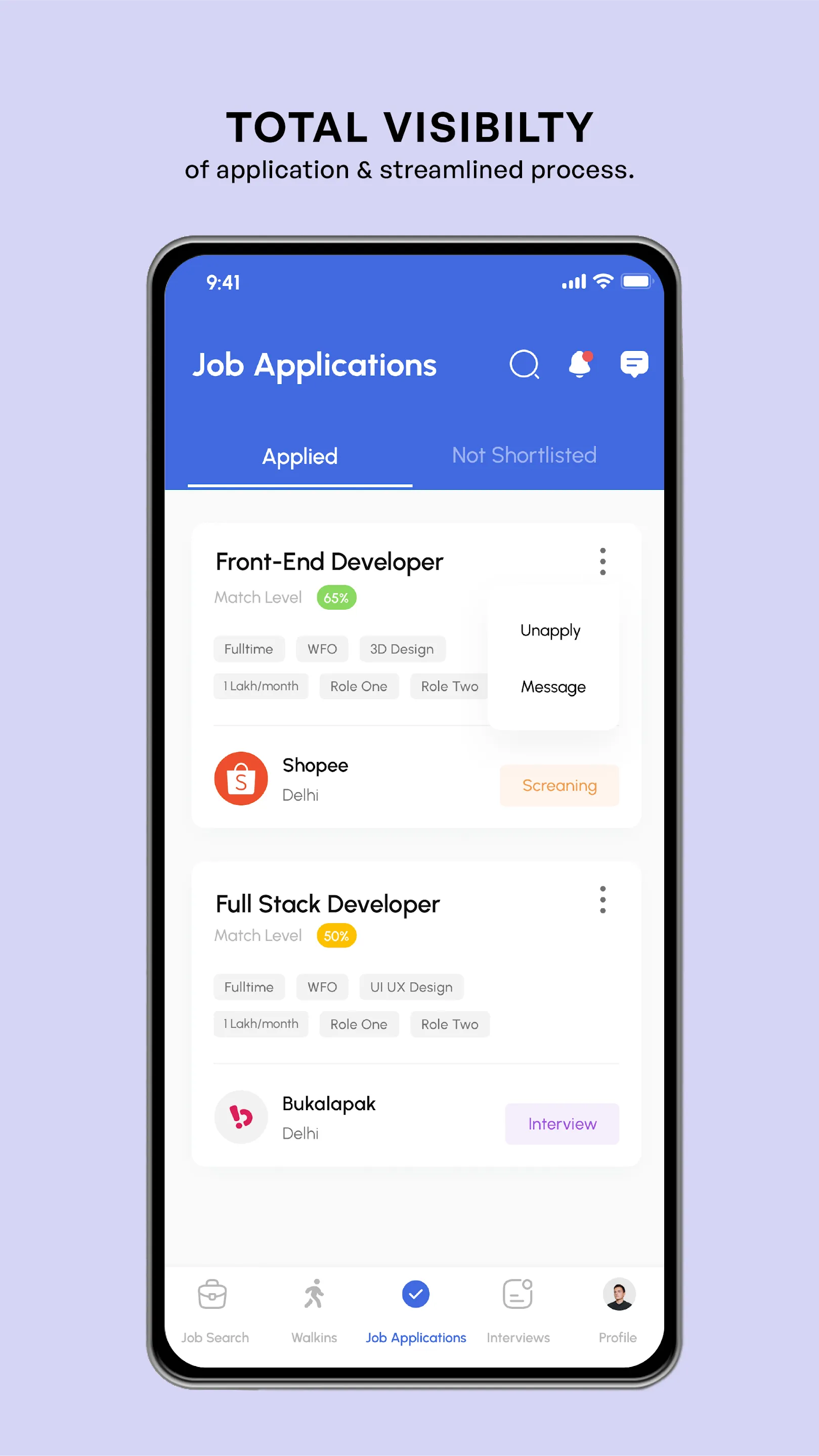 Unojobs : AI Job Search App | Indus Appstore | Screenshot