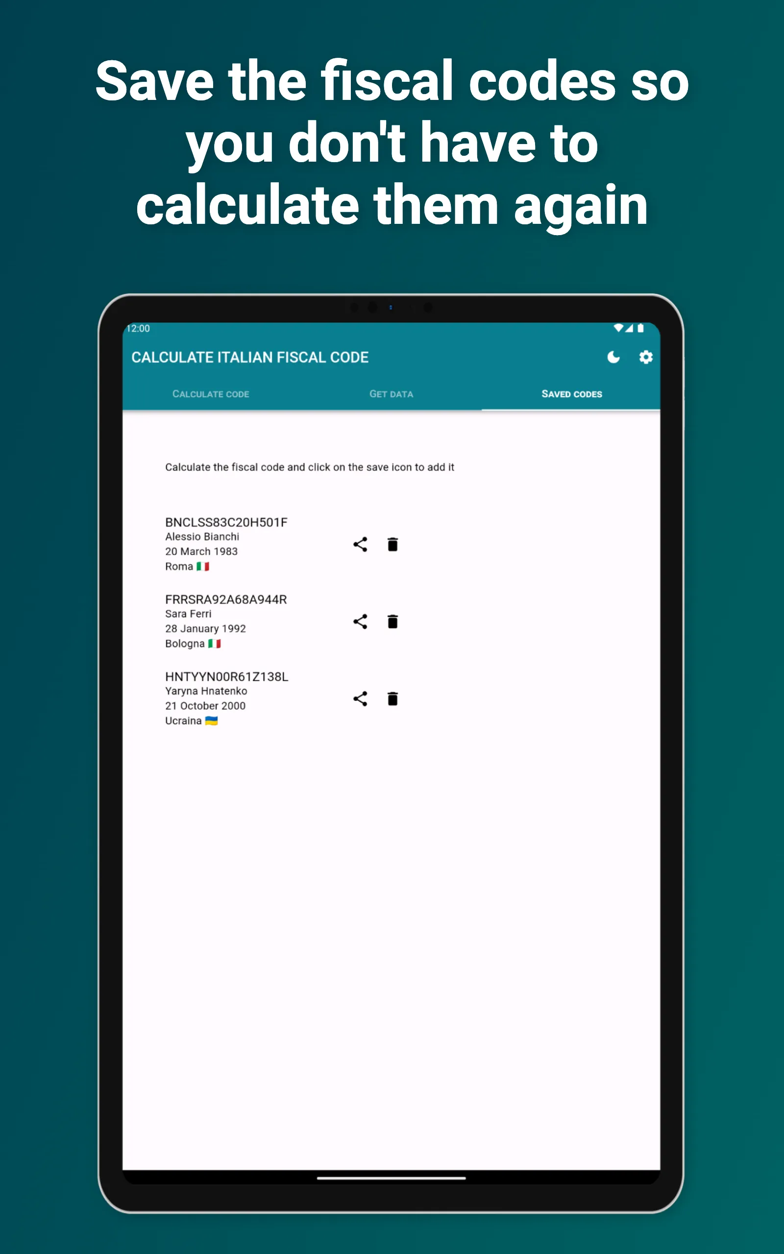 Calculate Italian fiscal code | Indus Appstore | Screenshot