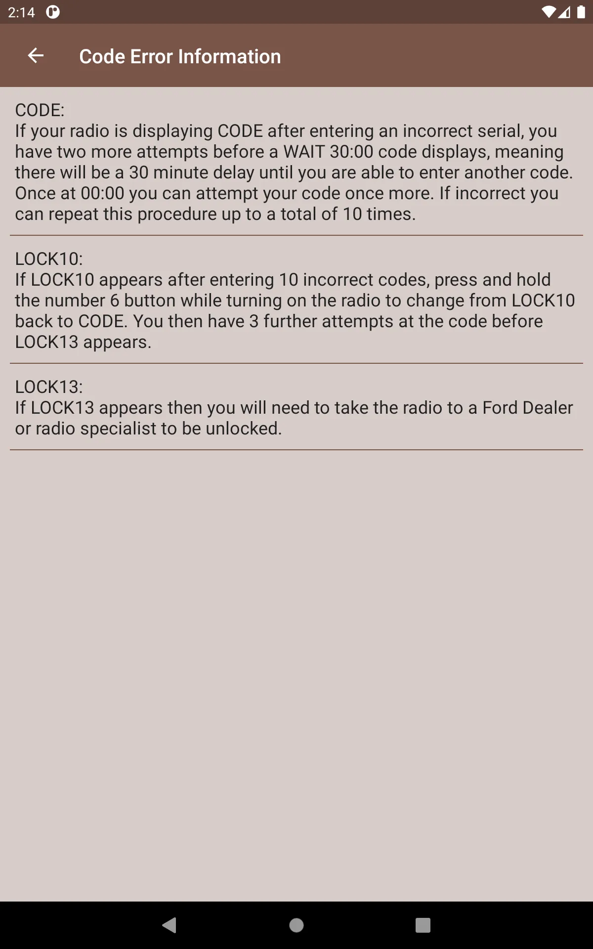 VFord Radio Security Code | Indus Appstore | Screenshot