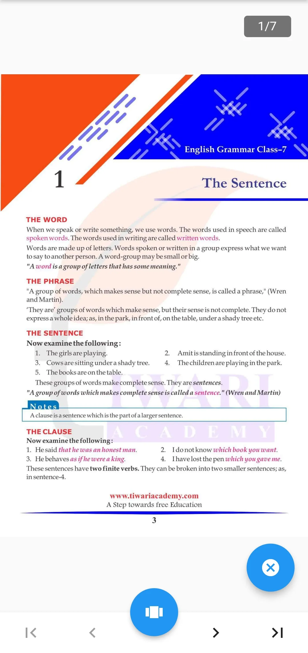 Class 7 English Grammar Book | Indus Appstore | Screenshot