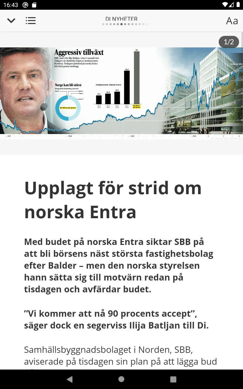 Di e-tidning - Dagens industri | Indus Appstore | Screenshot