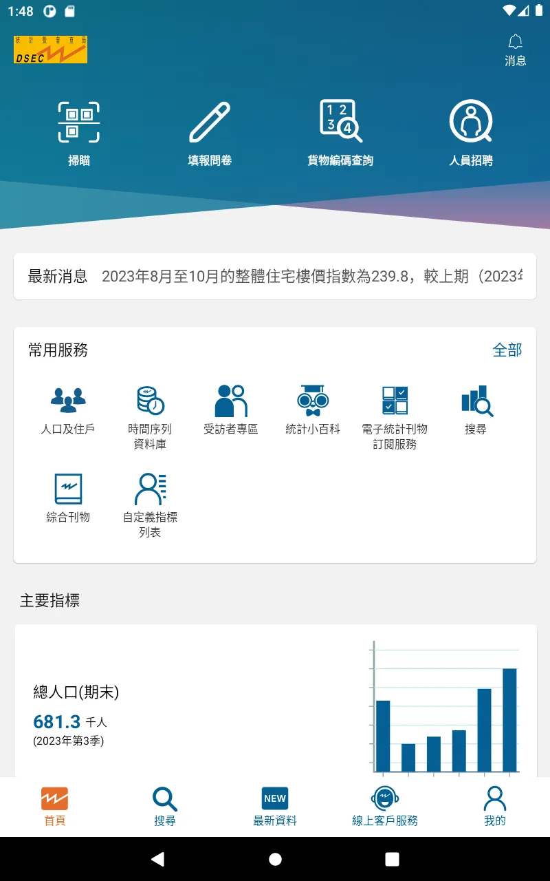 統計暨普查局 | Indus Appstore | Screenshot