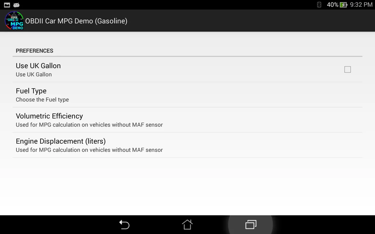 OBDII Car MPG Demo (Gasoline) | Indus Appstore | Screenshot