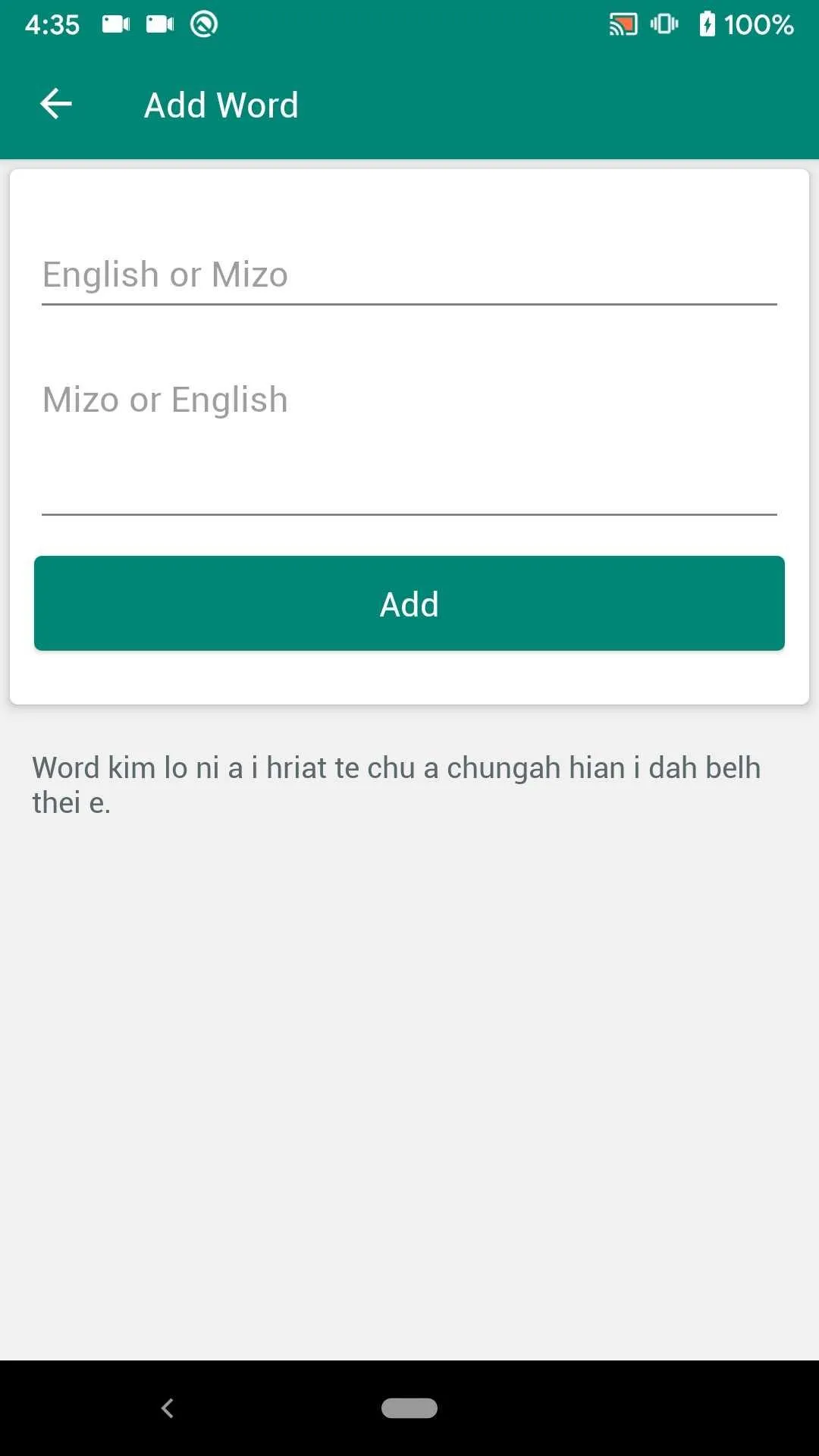 English <=> Mizo Dictionary | Indus Appstore | Screenshot