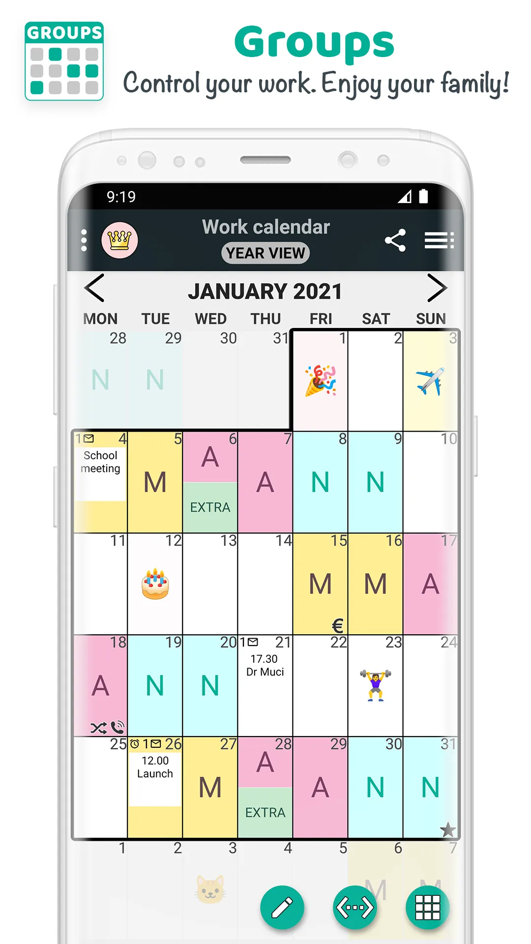 GROUPS work & family calendar | Indus Appstore | Screenshot