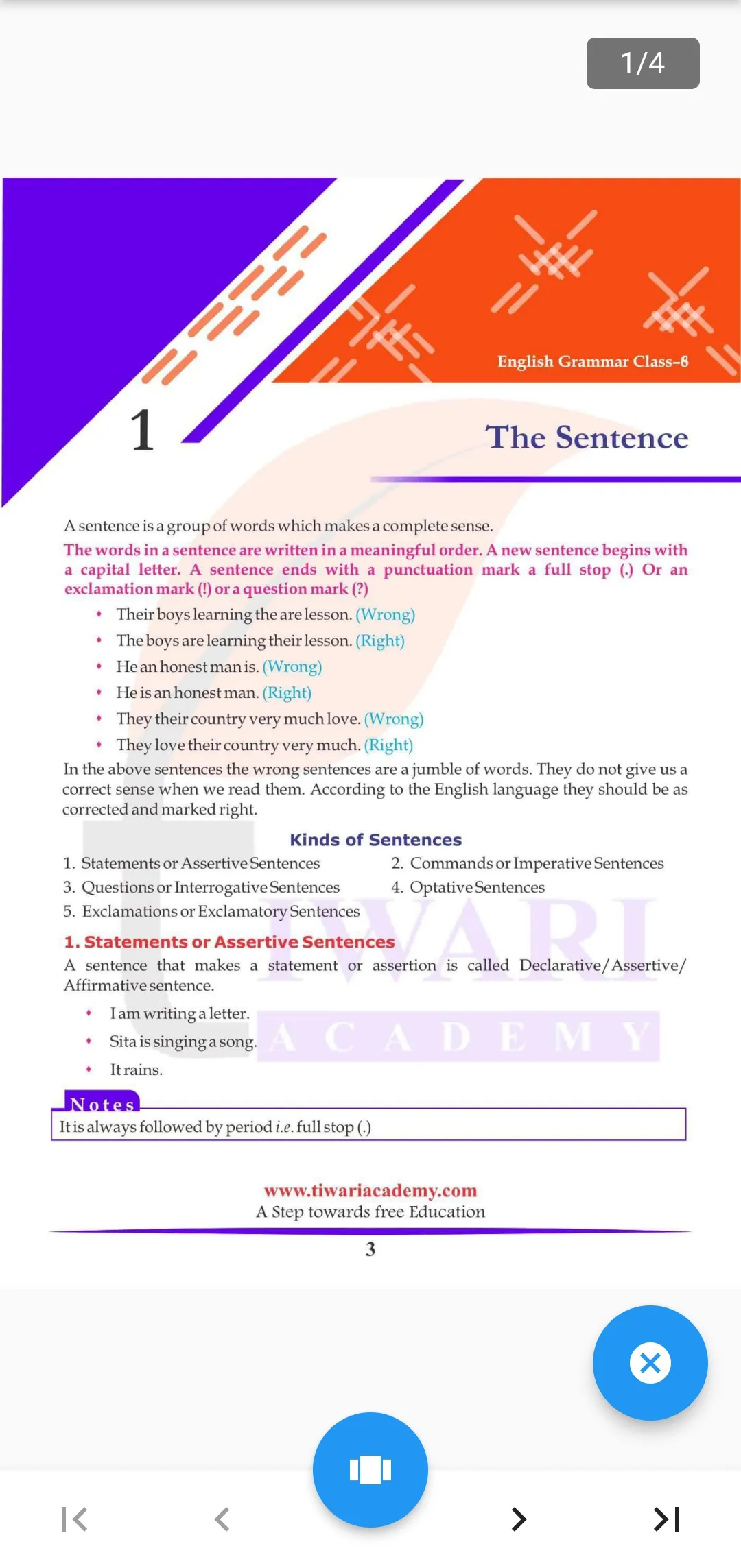 Class 8 English Grammar Book | Indus Appstore | Screenshot