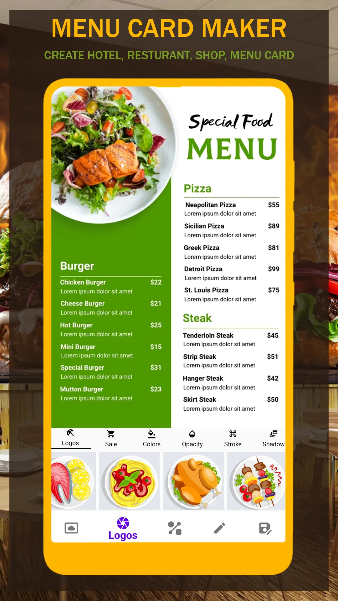 Menu Maker - Designs Creator | Indus Appstore | Screenshot