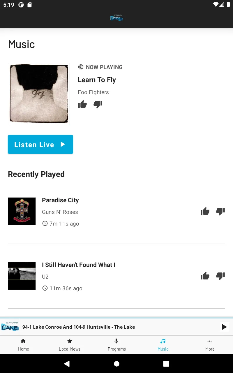94.1 & 104.9 The Lake | Indus Appstore | Screenshot