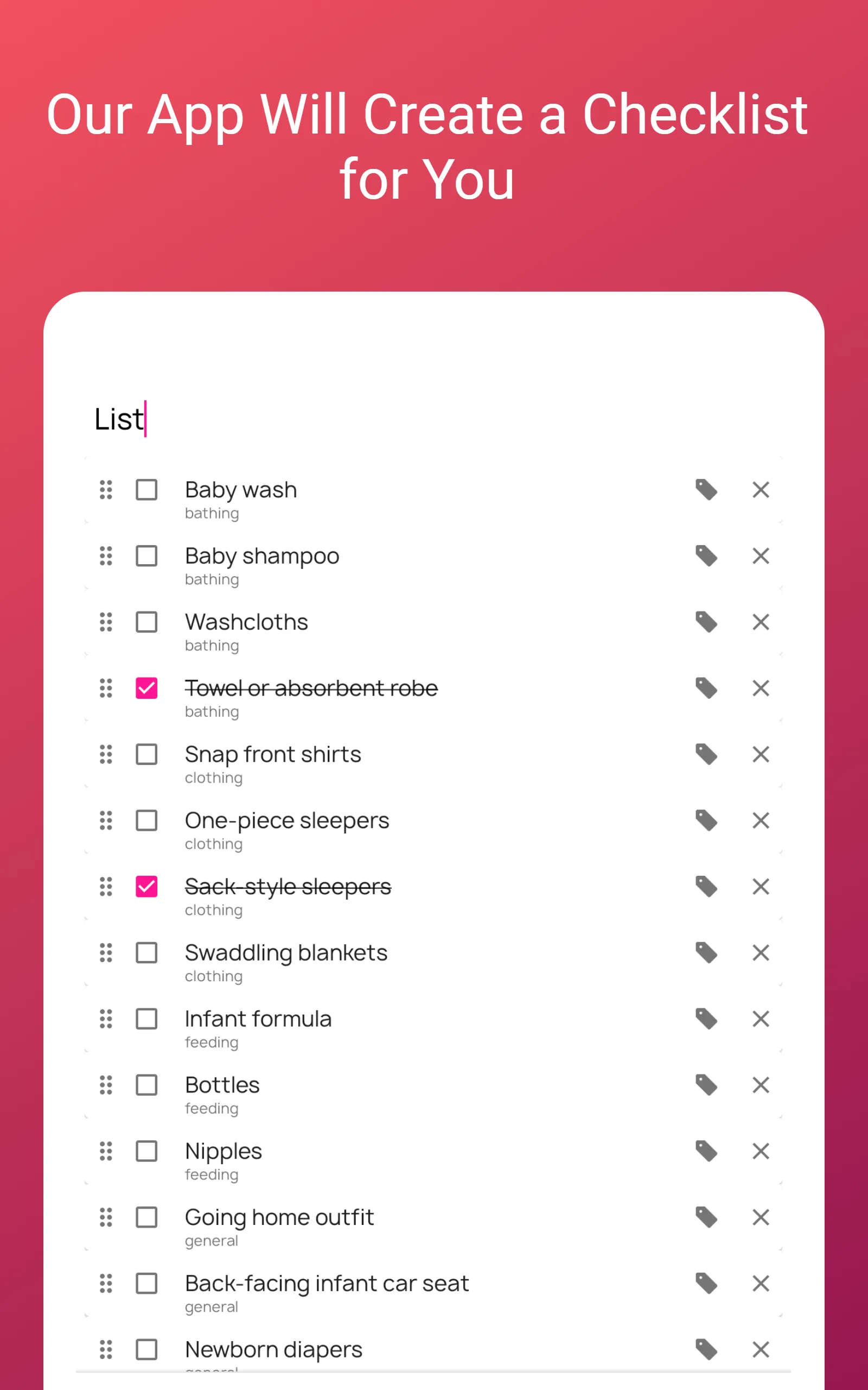 Baby Checklist for the Newborn | Indus Appstore | Screenshot